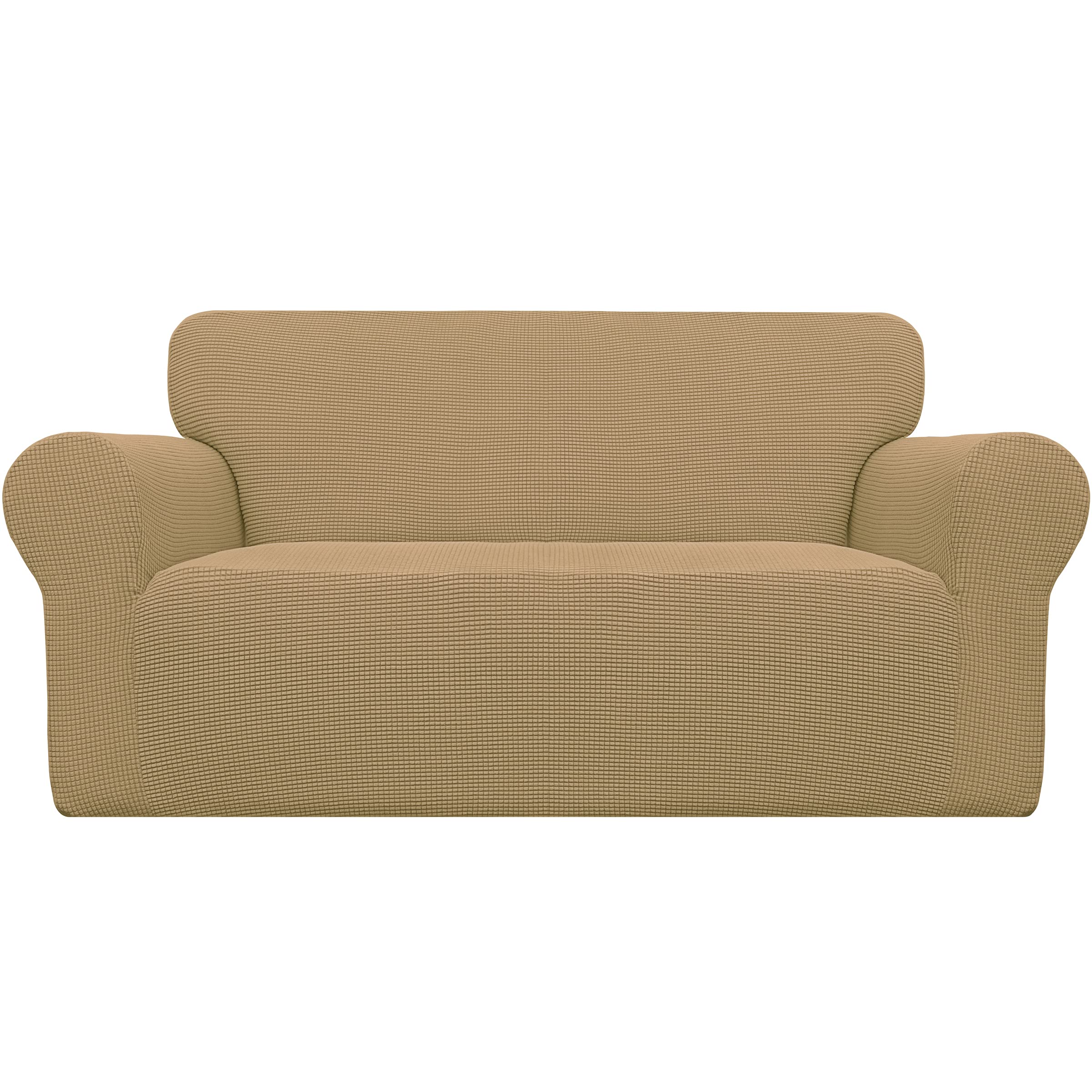 Easy-Going Stretch Sofa Slipcover 1-Piece Sofa Cover Furniture Protector Couch Soft with Elastic Bottom for Kids, Polyester Spandex Jacquard Fabric Small Checks (Sofa, Black)