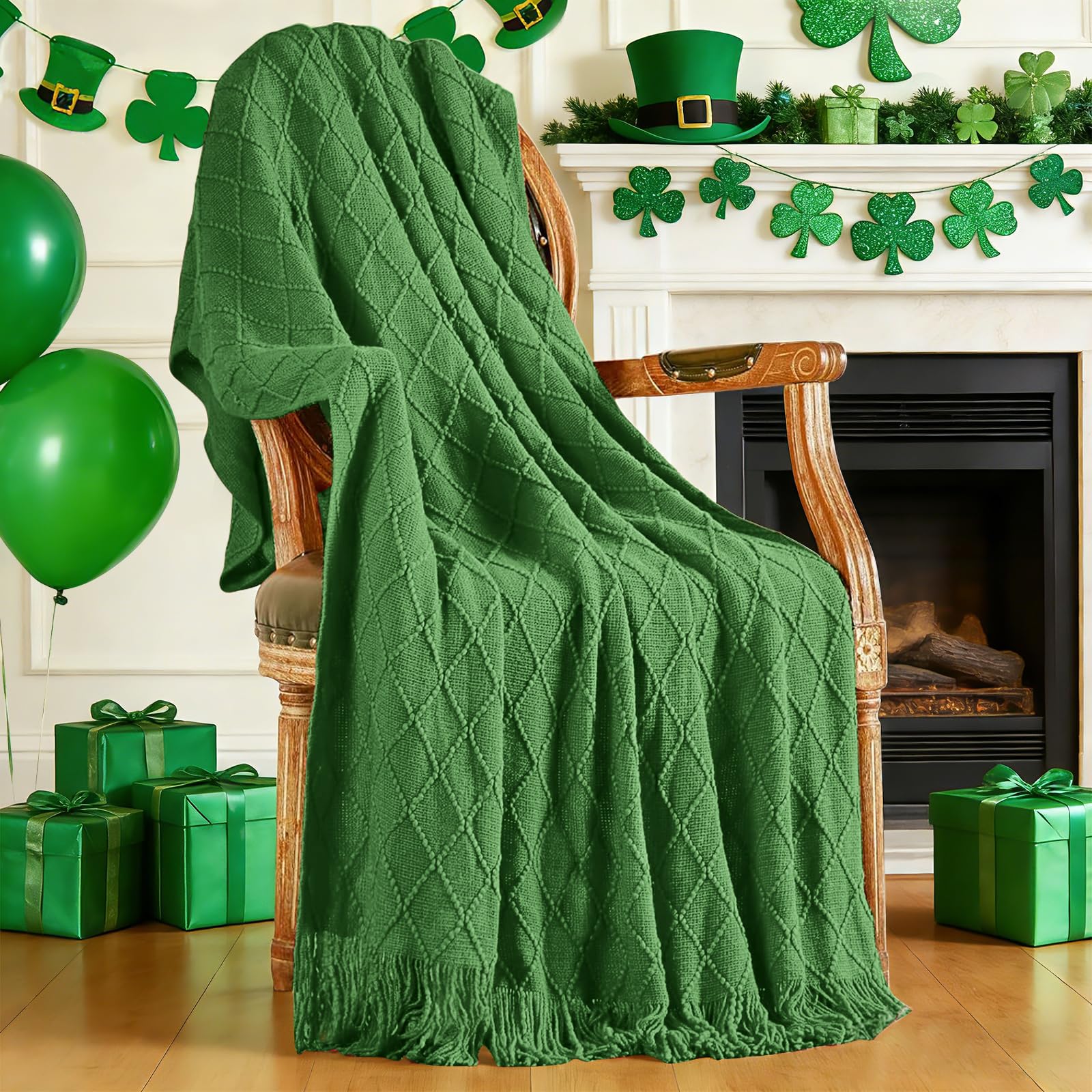 inhand Knitted Throw Blanket for Couch and Bed, Soft Living Room Home Decor Knitted Blanket with Tassel, Outdoor Lightweight Breathable Summer Blanket, Farmhouse Warm Woven Decorative, 50"x60"