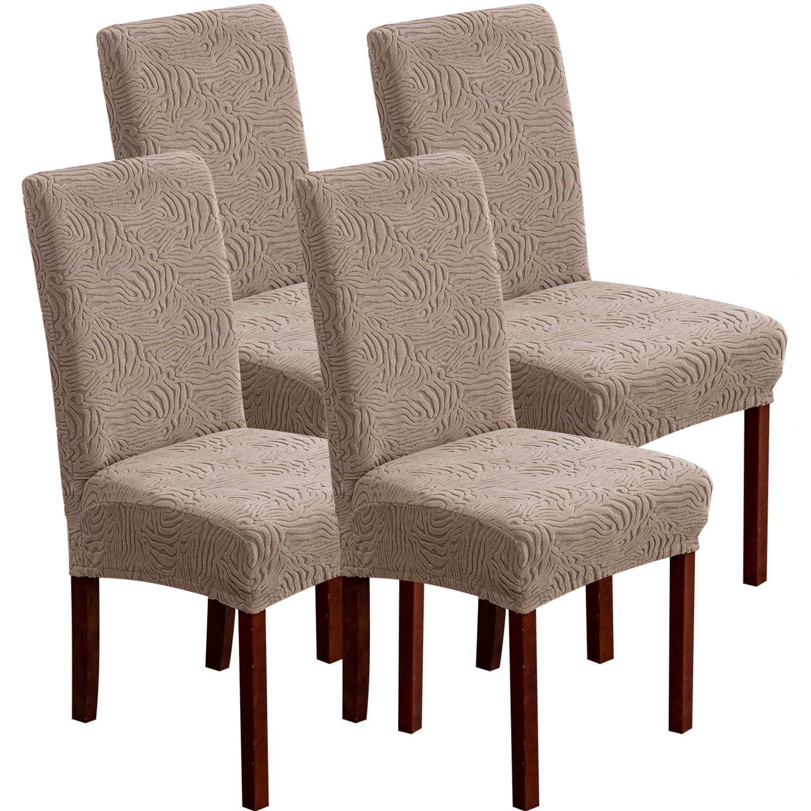 Dining Chair Covers, Chair Covers for Dining Room Stretch Parsons Chair Slipcover, for Dining Room Kitchen Chair Protector Cover, Removable, Washable (Beige, 6 Pack)