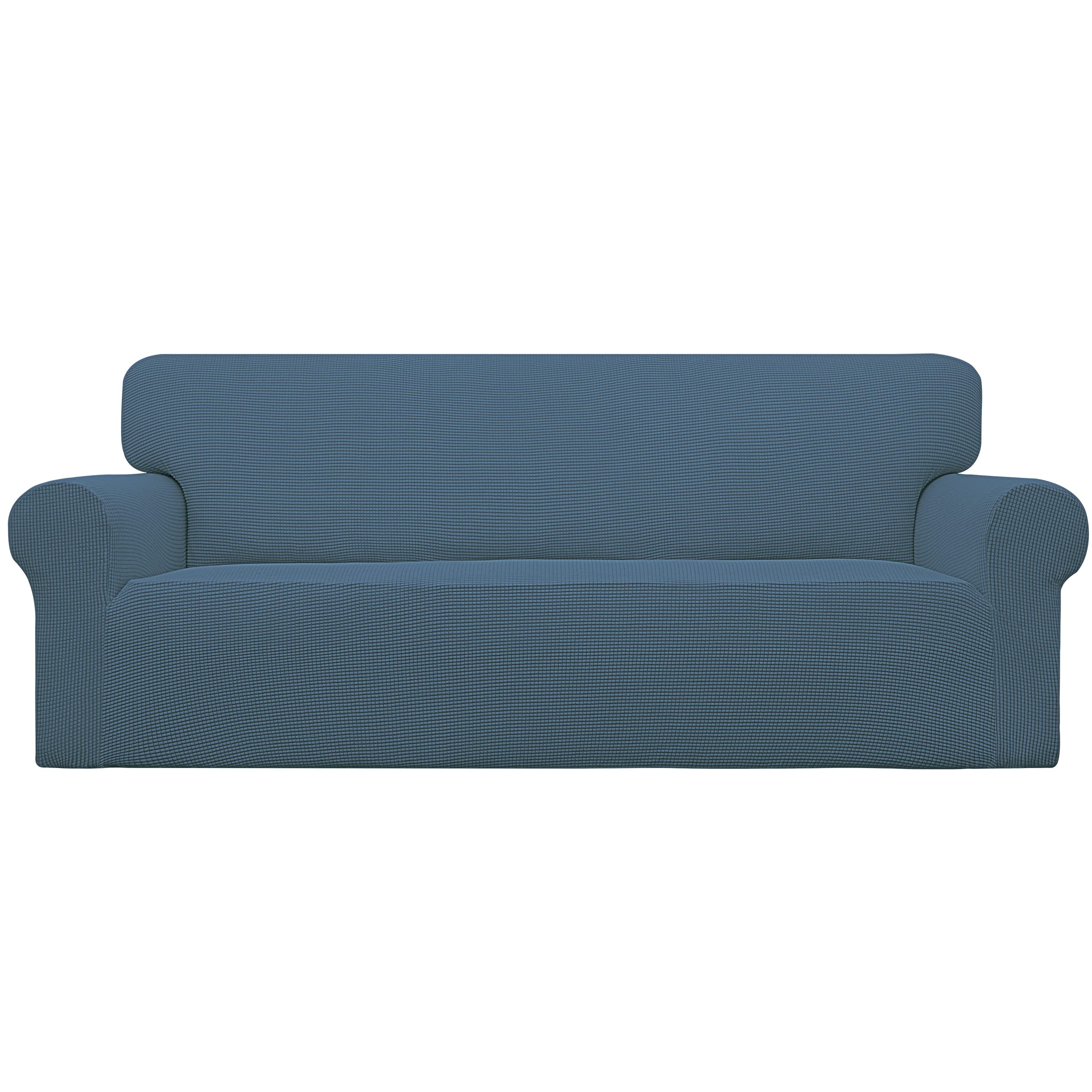 Easy-Going Stretch Sofa Slipcover 1-Piece Sofa Cover Furniture Protector Couch Soft with Elastic Bottom for Kids, Polyester Spandex Jacquard Fabric Small Checks (Sofa, Black)