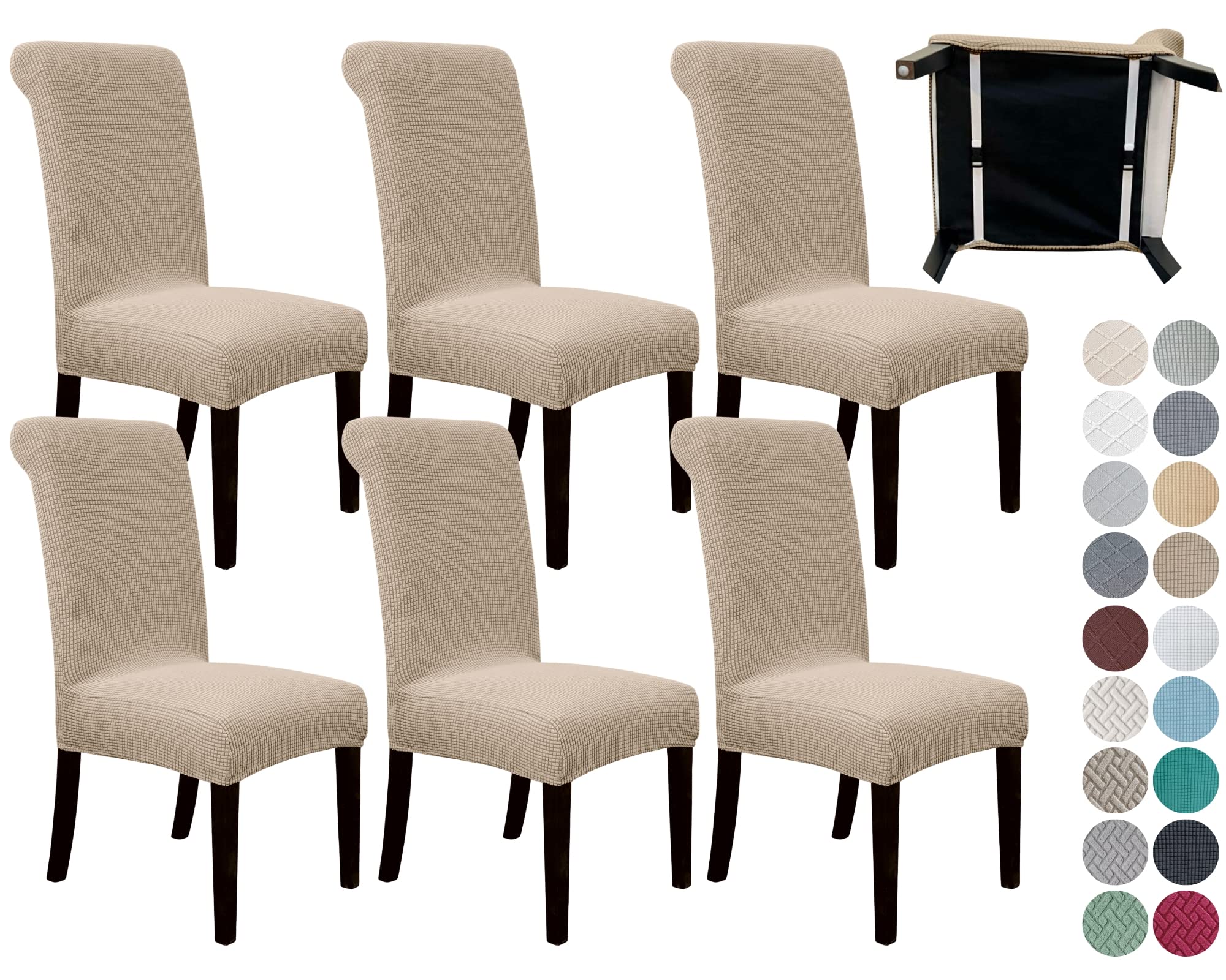 SPRINGRICO 4 Pack Dining Room Chair Covers with seat Belt, Stretch Parsons Chair Slipcover Washable Kitchen Dining Chair Cover Removable Seat Protector Set of 4, S3- Warm Cream