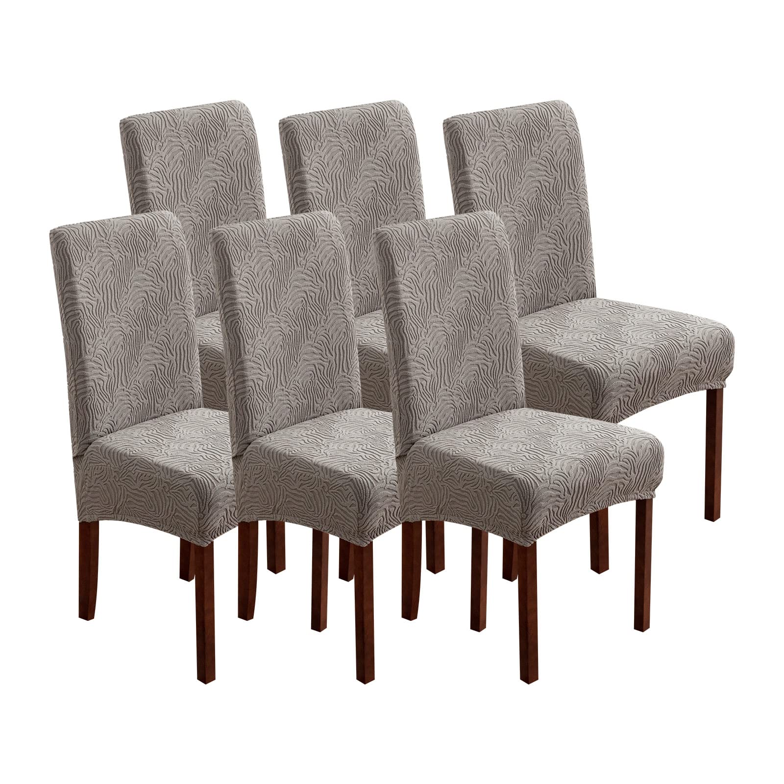 Dining Chair Covers, Chair Covers for Dining Room Stretch Parsons Chair Slipcover, for Dining Room Kitchen Chair Protector Cover, Removable, Washable (Beige, 6 Pack)