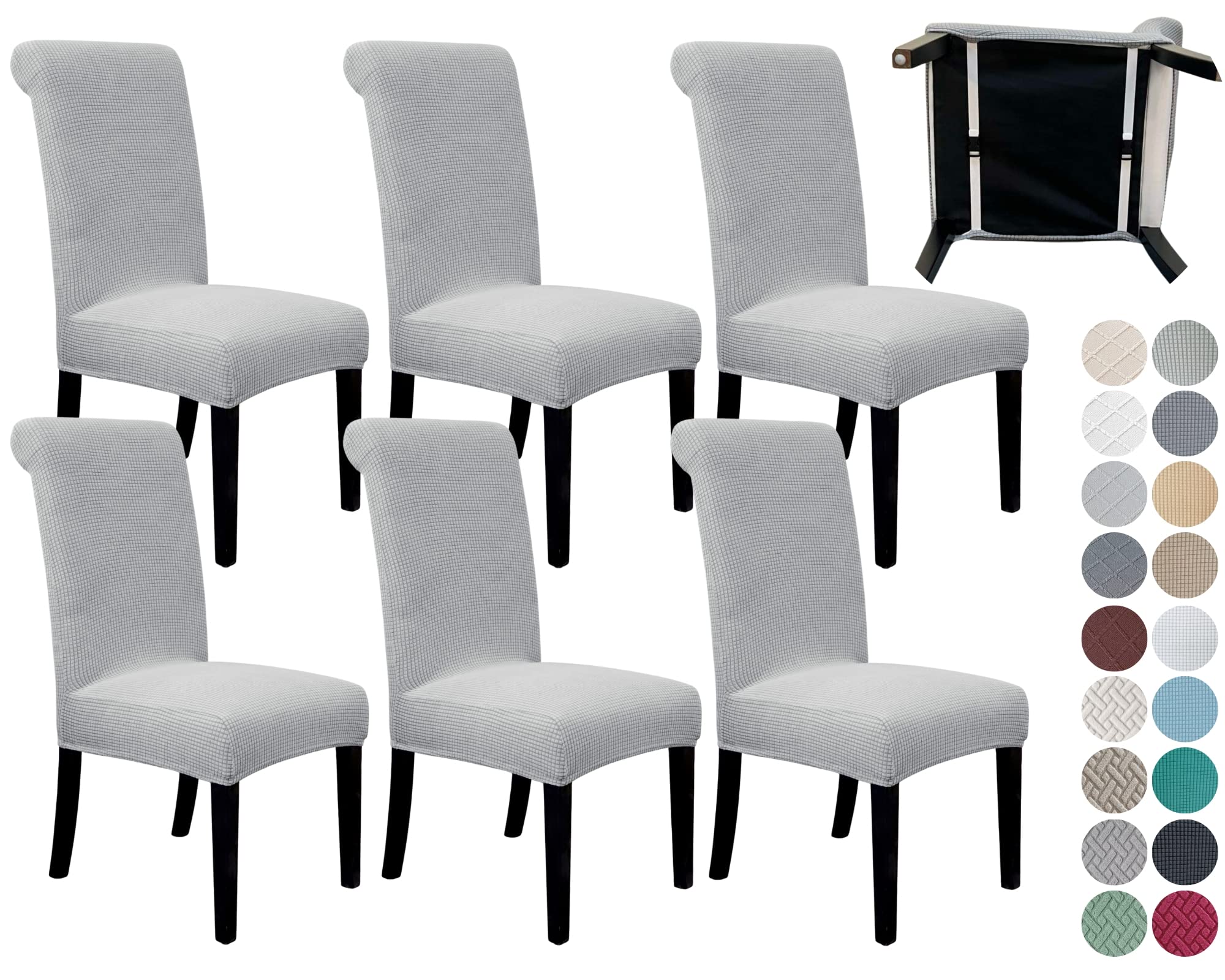 SPRINGRICO 4 Pack Dining Room Chair Covers with seat Belt, Stretch Parsons Chair Slipcover Washable Kitchen Dining Chair Cover Removable Seat Protector Set of 4, S3- Warm Cream