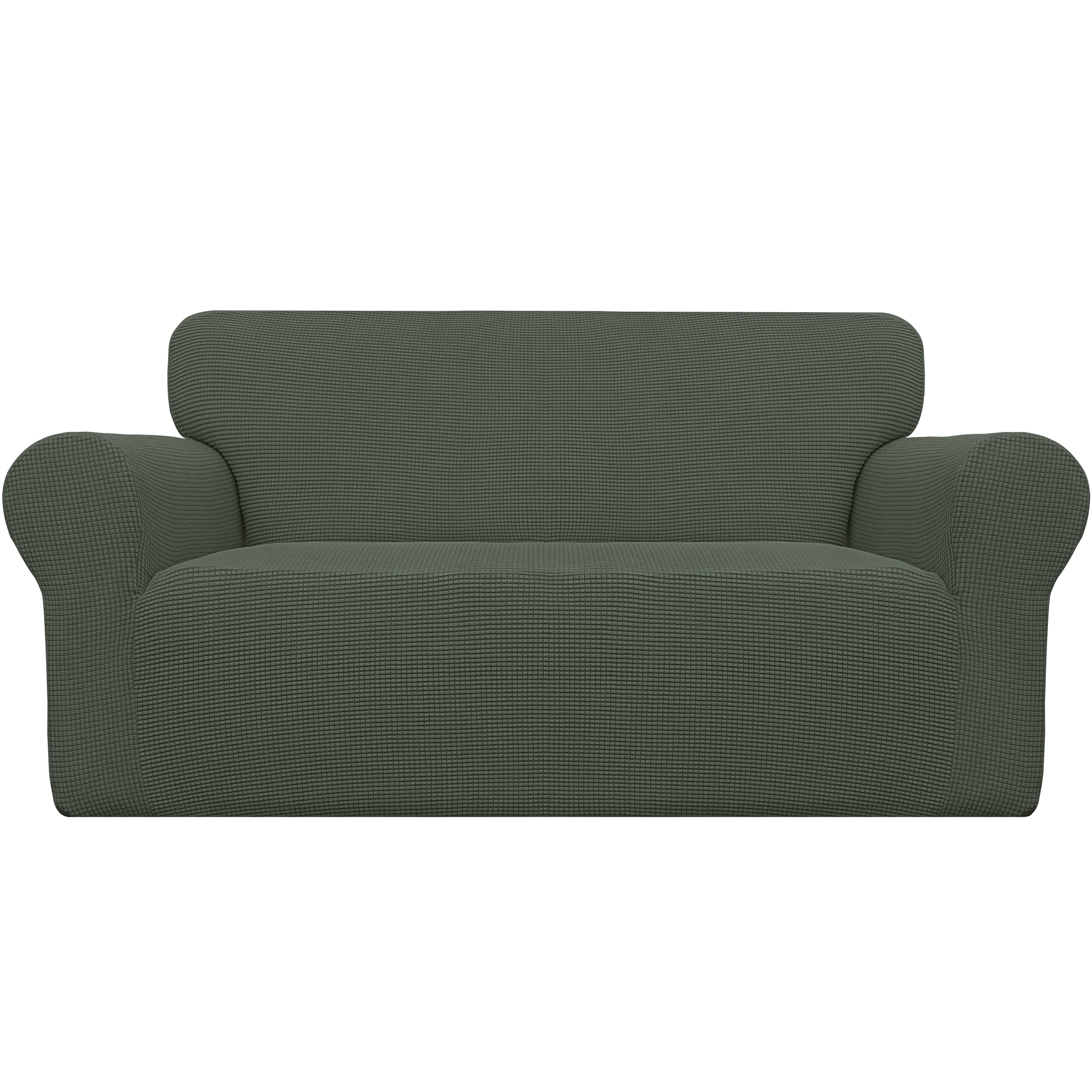 Easy-Going Stretch Sofa Slipcover 1-Piece Sofa Cover Furniture Protector Couch Soft with Elastic Bottom for Kids, Polyester Spandex Jacquard Fabric Small Checks (Sofa, Dark Gray)