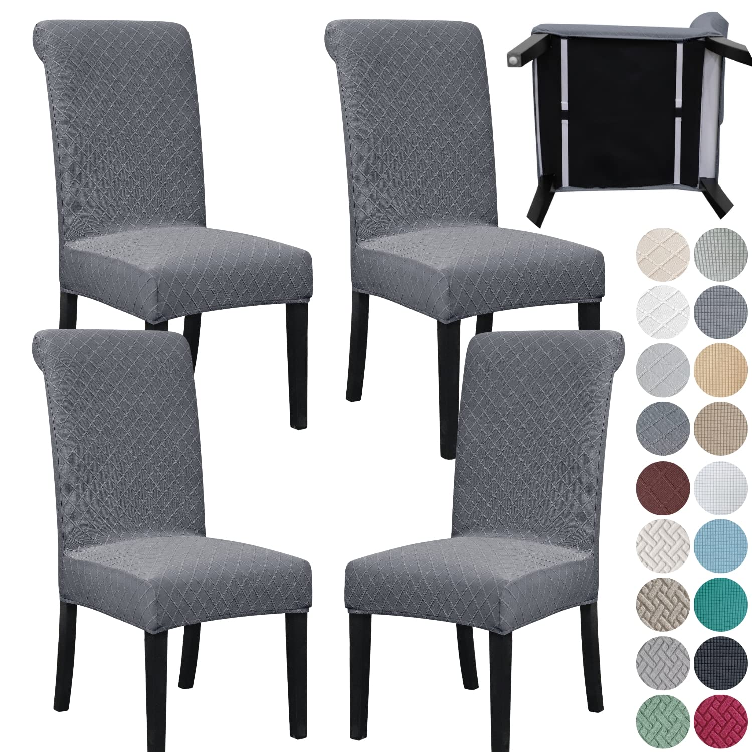 SPRINGRICO 4 Pack Dining Room Chair Covers with seat Belt, Stretch Parsons Chair Slipcover Washable Kitchen Dining Chair Cover Removable Seat Protector Set of 4, S3- Warm Cream