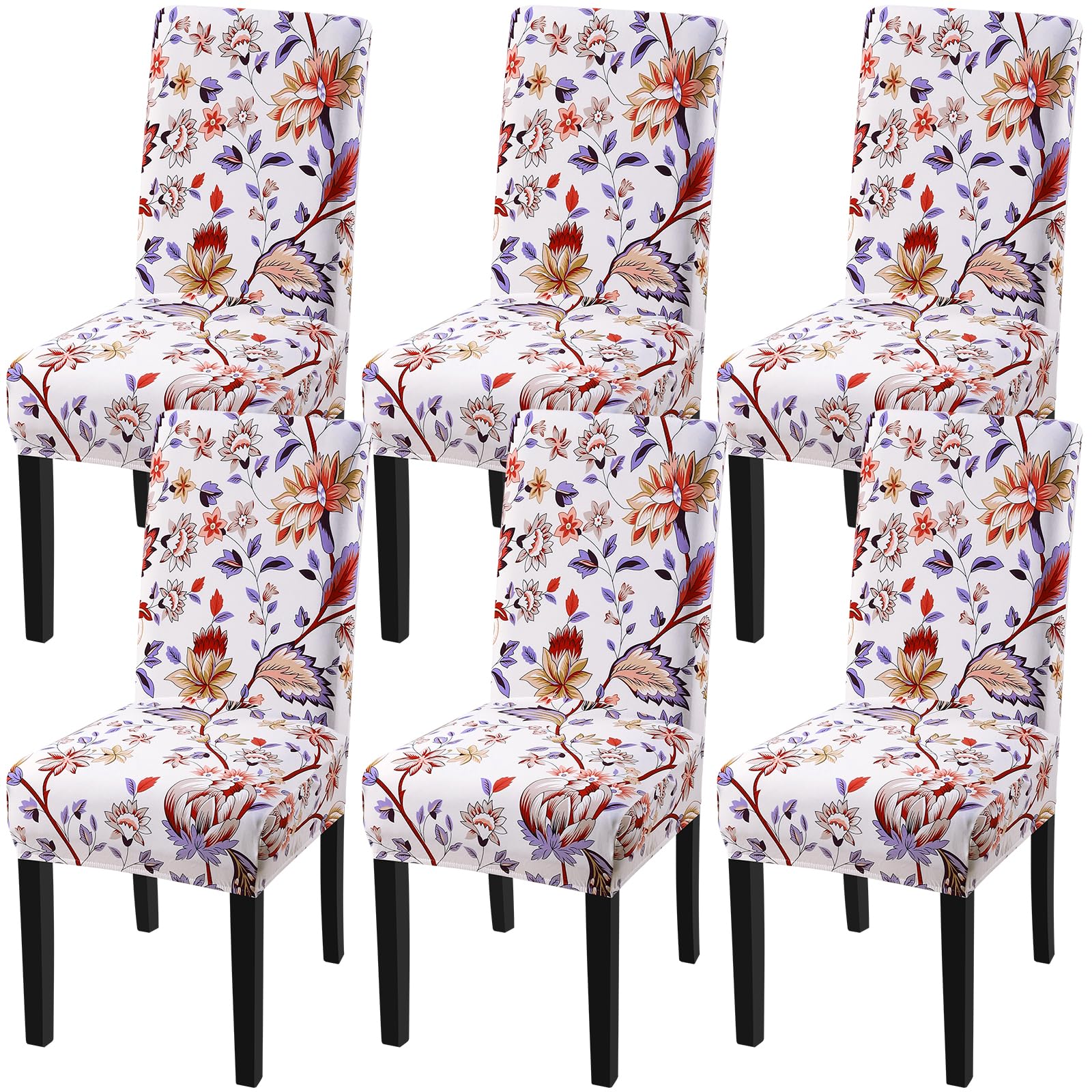 Fuloon Chair Covers for Dining Room 6 Pack, Solid Stretch Dining Chair Covers, Washable Kitchen Slip Covers, Parson Chair Covers Set of 6 (Gray Lotus, 6 Pack)