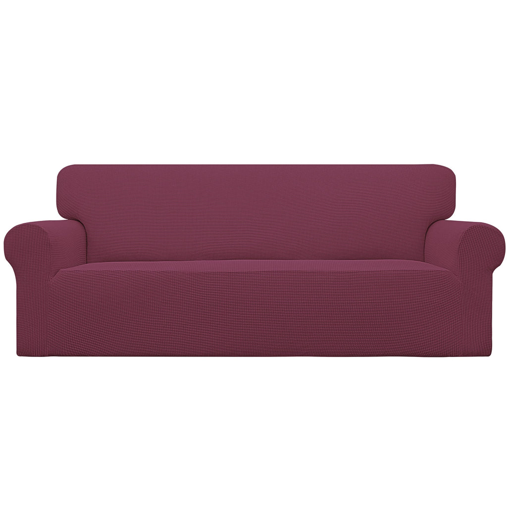 Easy-Going Stretch Sofa Slipcover 1-Piece Sofa Cover Furniture Protector Couch Soft with Elastic Bottom for Kids, Polyester Spandex Jacquard Fabric Small Checks (Sofa, Dark Gray)