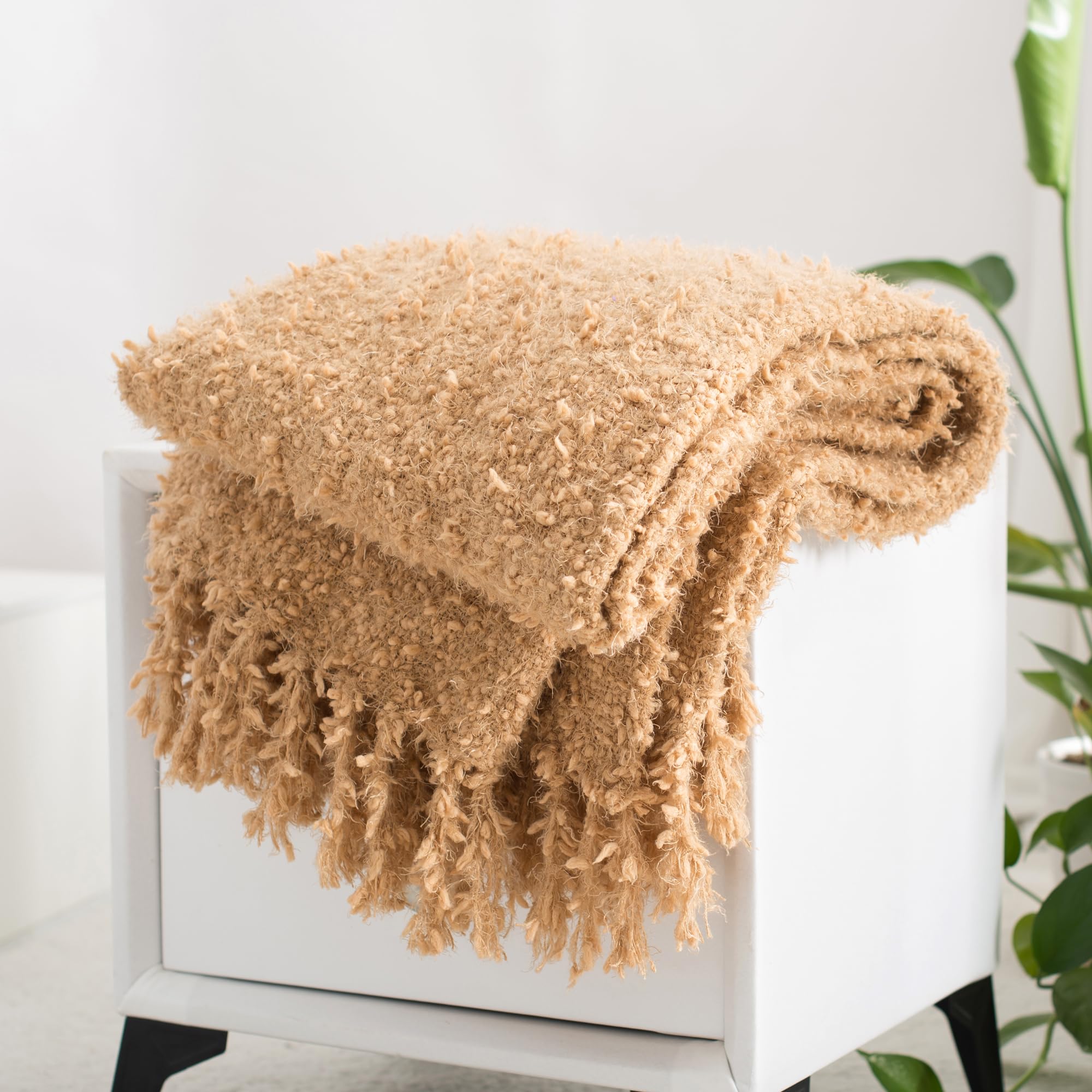 Winter Knit Throw Blanket Fluffy Fuzzy Soft Lightweight Cozy Farmhouse Tassels Chunky Knitted Throws for Couch Sofa Bed (Navy Blue, 50"x60")