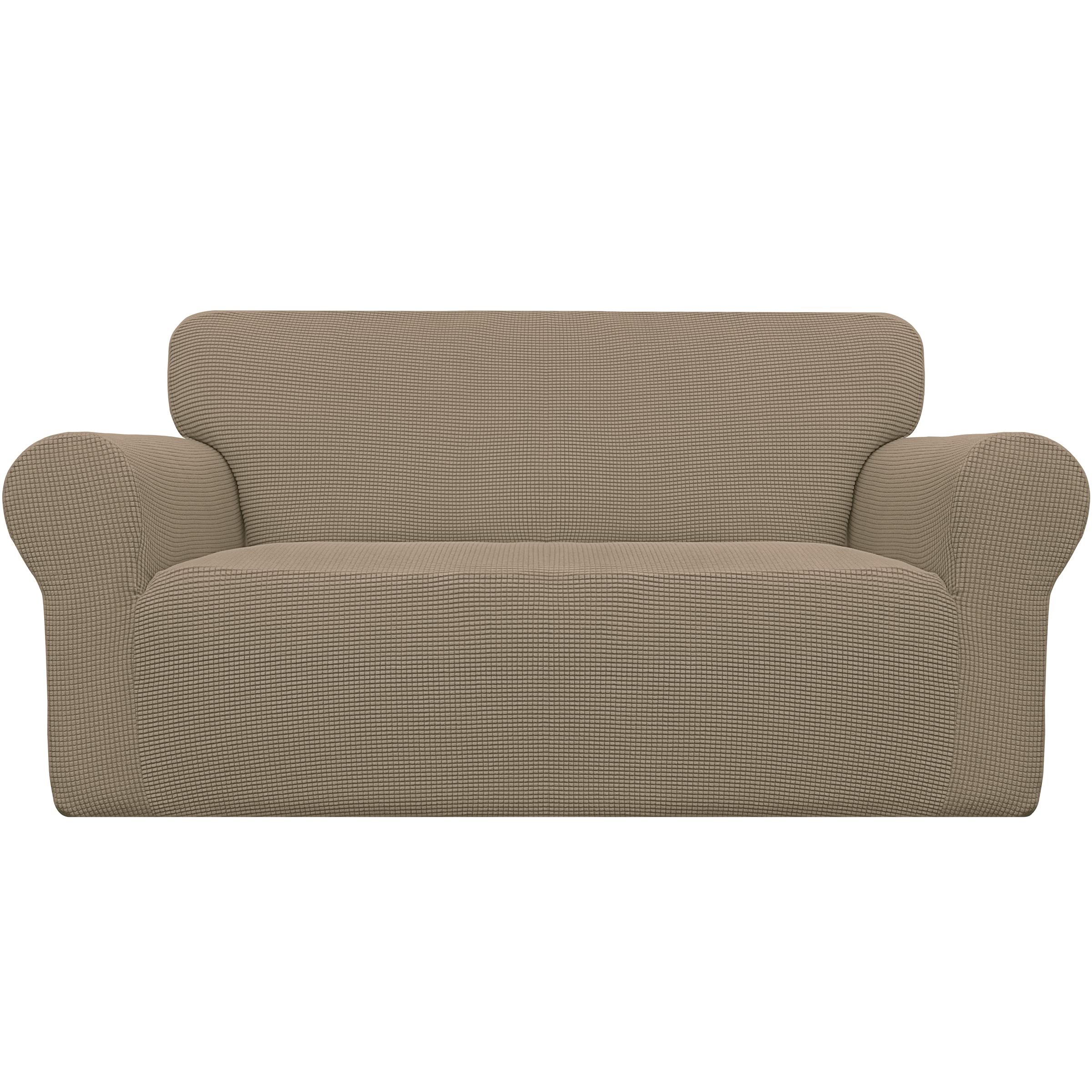 Easy-Going Stretch Sofa Slipcover 1-Piece Sofa Cover Furniture Protector Couch Soft with Elastic Bottom for Kids, Polyester Spandex Jacquard Fabric Small Checks (Sofa, Black)