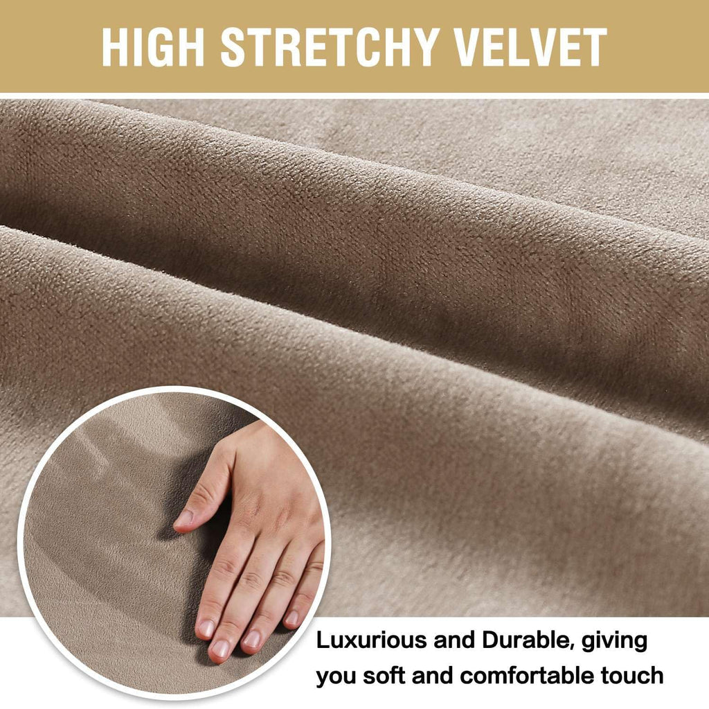 H.VERSAILTEX Dining Chair Covers Stretch for Dining Room Set of 4 Parson Chair Slipcovers Protectors, Soft Thick Solid Velvet Fabric Washable, Taupe
