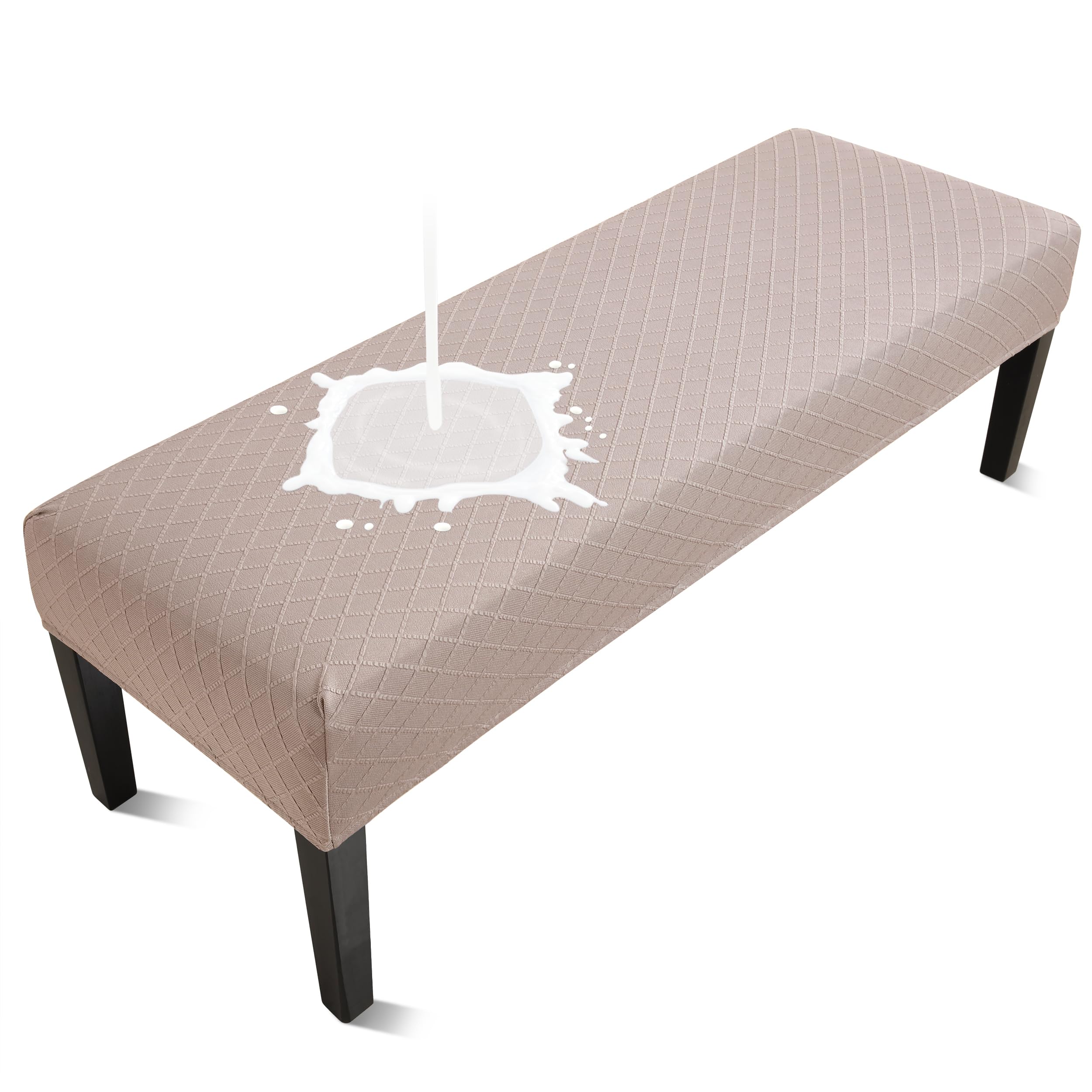 Fuloon Waterproof Dining Bench Cover, Removable Bench Slipcover Washable Bench Seat Protector Cover for Living Room, Bedroom, Kitchen (Beige)
