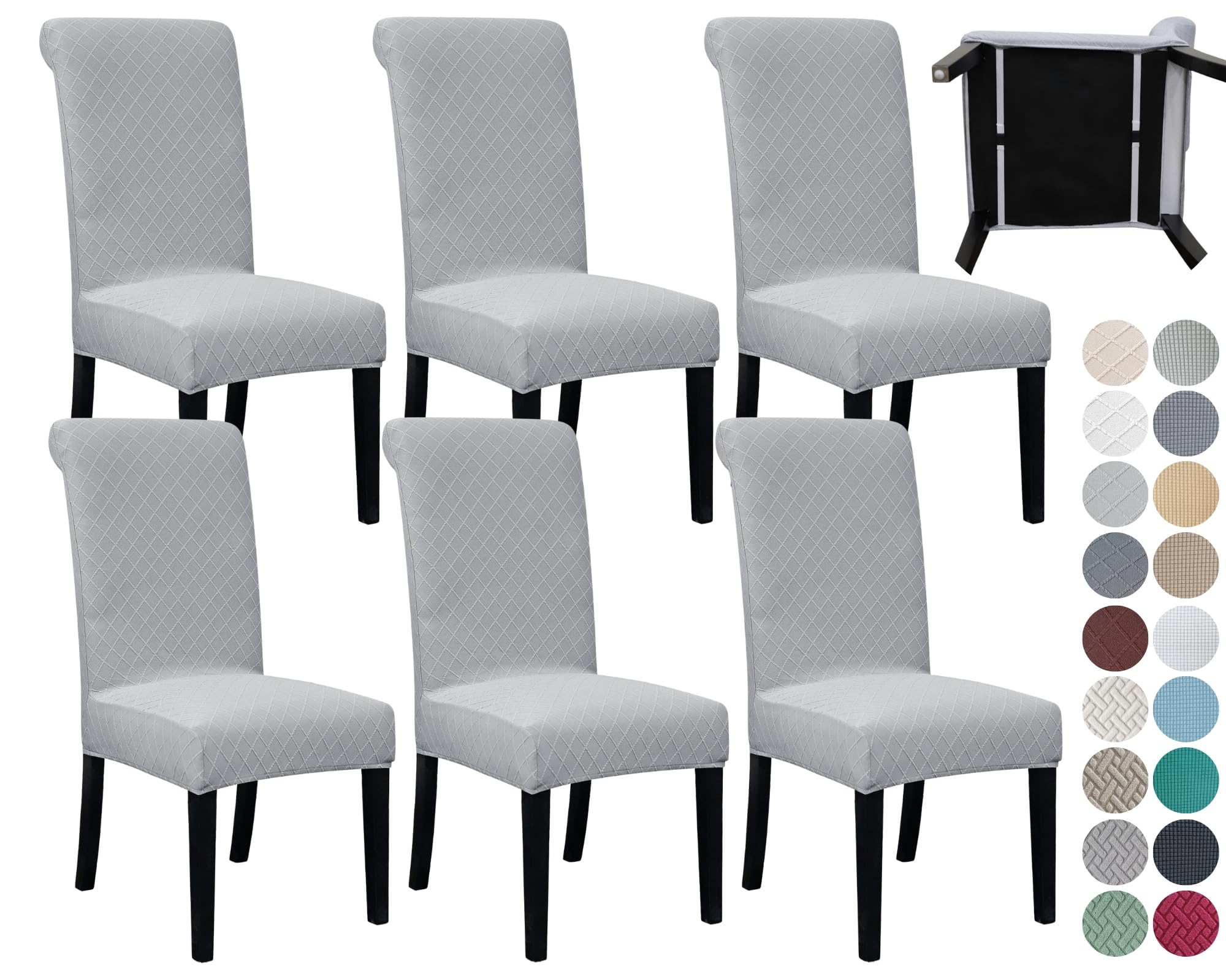 SPRINGRICO 4 Pack Dining Room Chair Covers with seat Belt, Stretch Parsons Chair Slipcover Washable Kitchen Dining Chair Cover Removable Seat Protector Set of 4, S3- Warm Cream