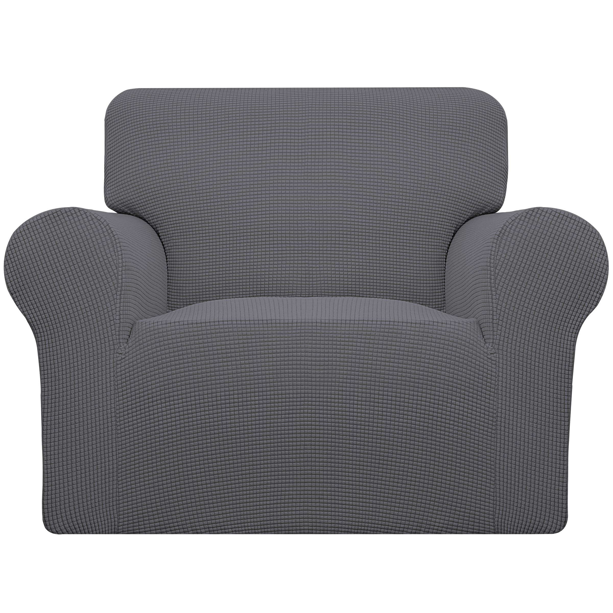 Easy-Going Stretch Sofa Slipcover 1-Piece Sofa Cover Furniture Protector Couch Soft with Elastic Bottom for Kids, Polyester Spandex Jacquard Fabric Small Checks (Sofa, Dark Gray)