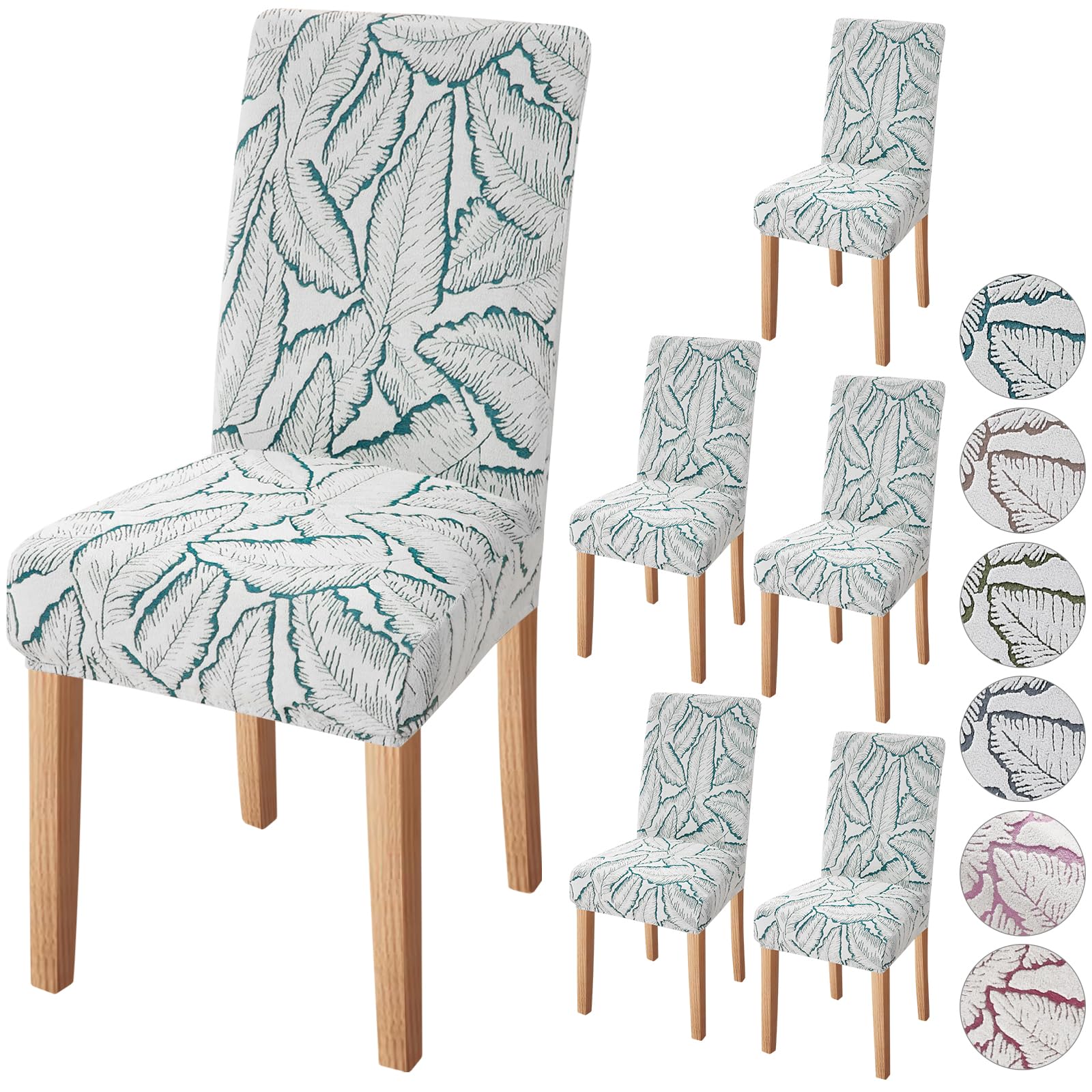 Fuloon Chair Covers for Dining Room 6 Pack, Solid Stretch Dining Chair Covers, Washable Kitchen Slip Covers, Parson Chair Covers Set of 6 (Gray Lotus, 6 Pack)