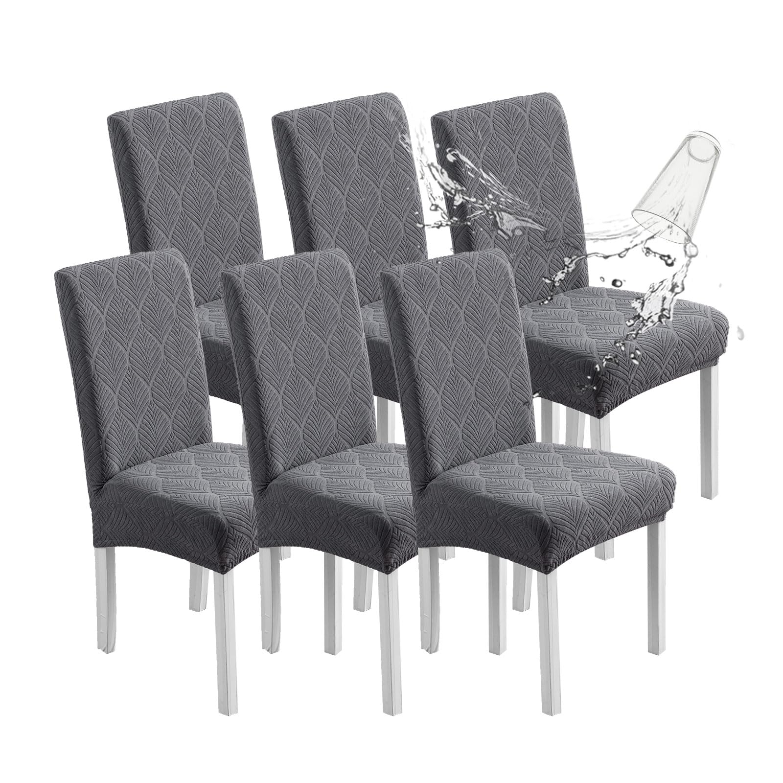 Chair Covers for Dining Chairs,100% Waterproof Dining Chair Covers Set of 4,Removable Stretch Parsons Slip,Washable Seat Protector for Kitchen Beige