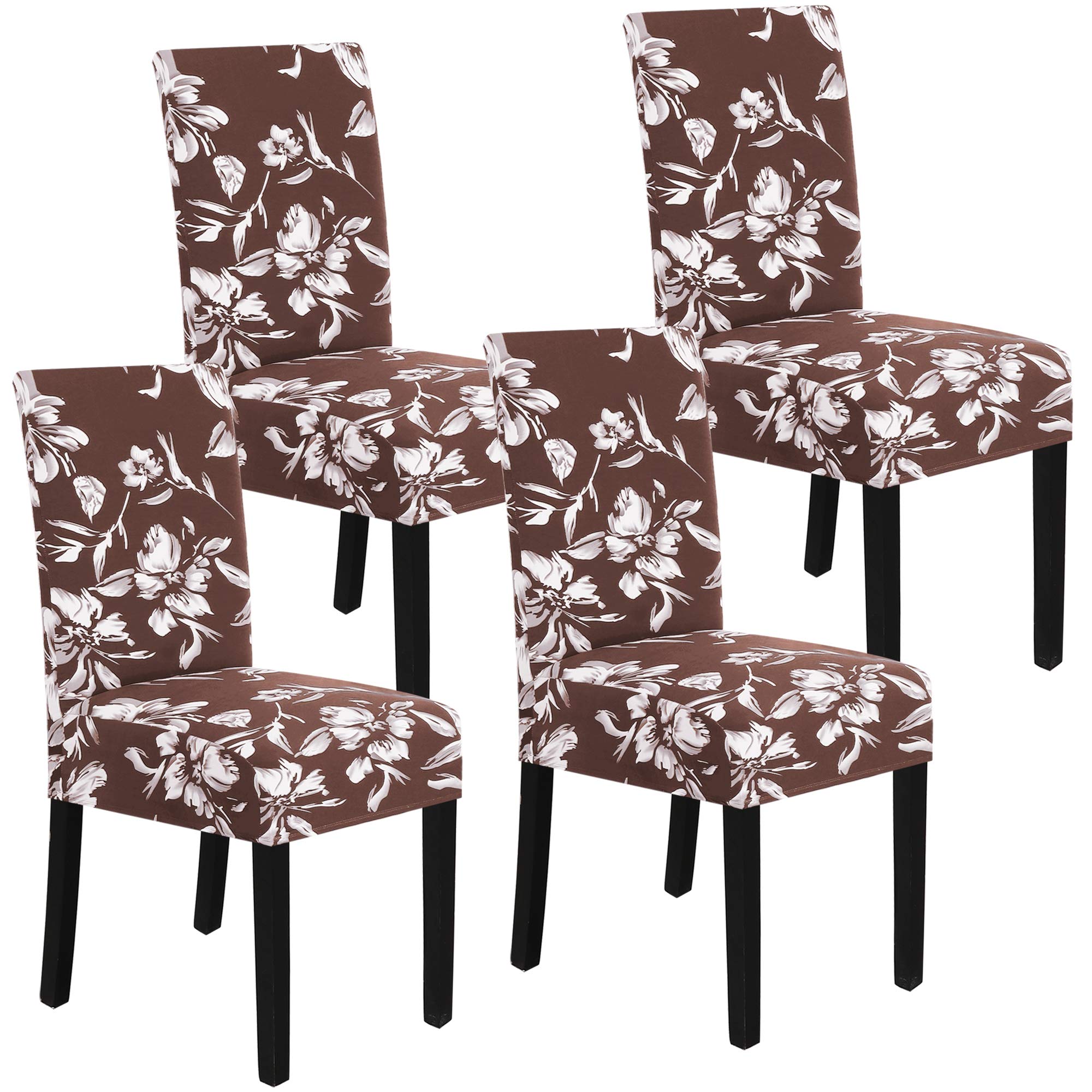 H.VERSAILTEX Dining Chair Covers Stretch for Dining Room Set of 4 Parson Chair Slipcovers Protectors, Soft Thick Solid Velvet Fabric Washable, Taupe