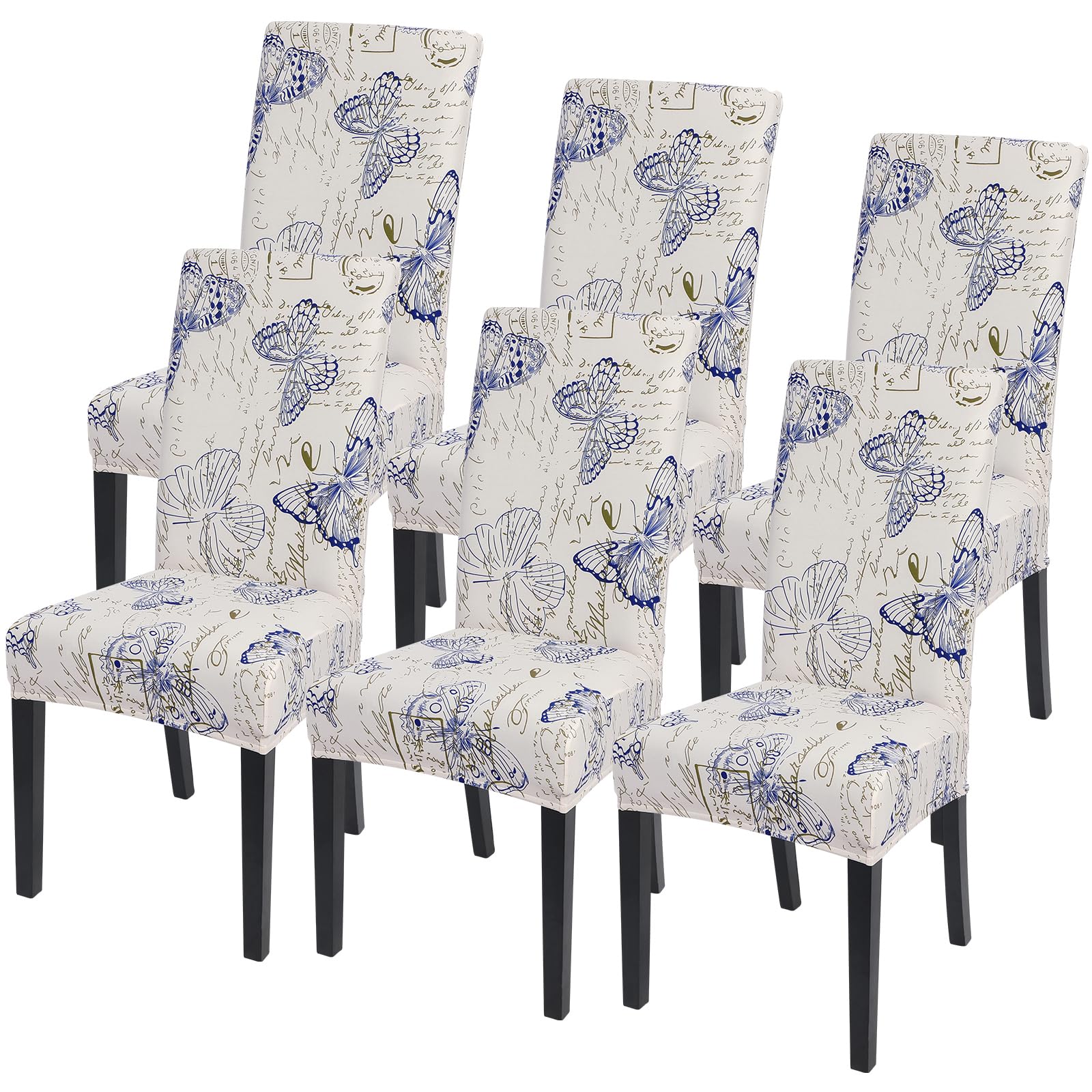 SearchI Dining Room Chair Covers Set of 6, Stretch Jacquard Parsons Chair Slipcovers Super Fit Removable Washable Kitchen Chair Protector Cover for Dining Room, Hotel, Ceremony (Beige Rhombus)