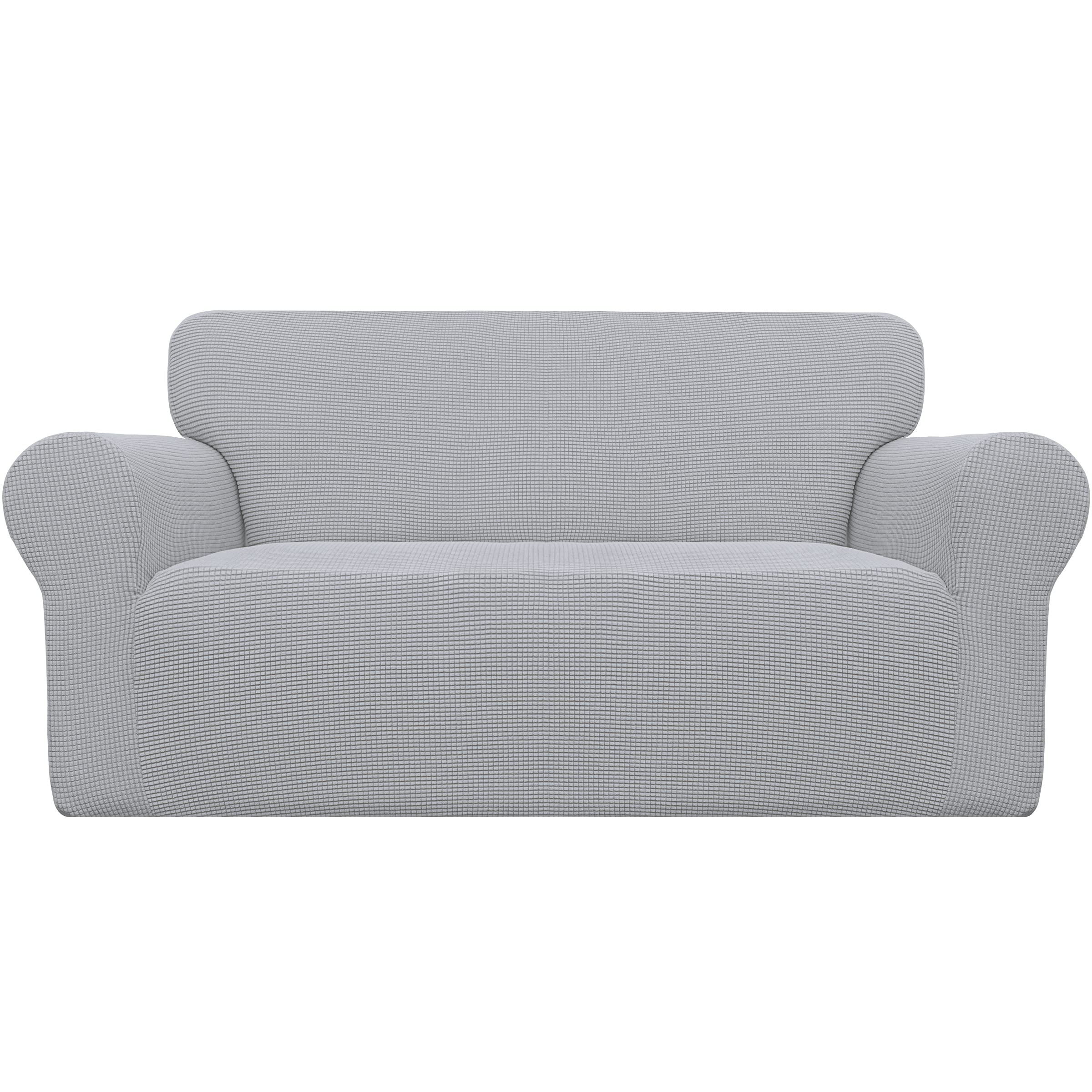 Easy-Going Stretch Sofa Slipcover 1-Piece Sofa Cover Furniture Protector Couch Soft with Elastic Bottom for Kids, Polyester Spandex Jacquard Fabric Small Checks (Sofa, Black)
