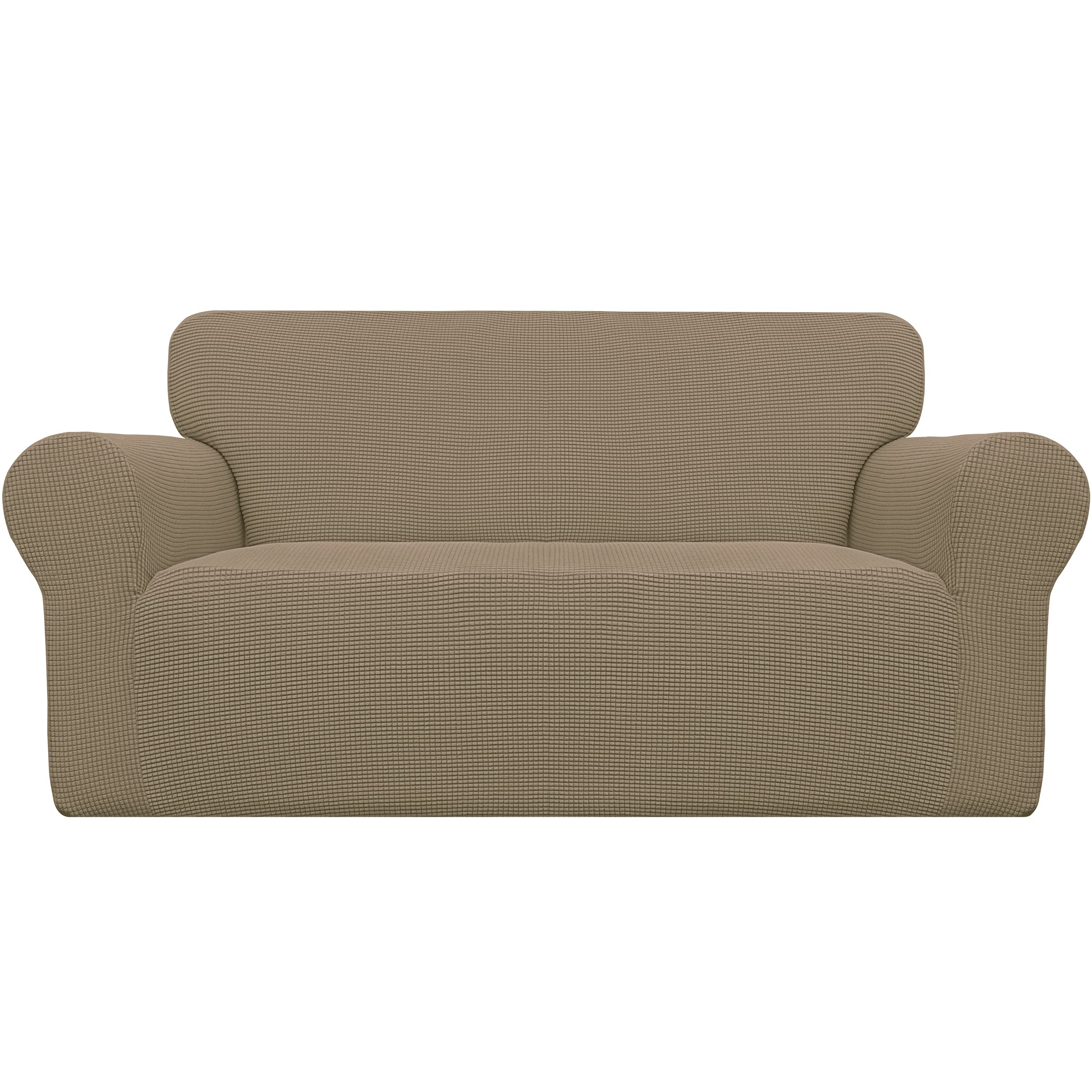 Easy-Going Stretch Sofa Slipcover 1-Piece Sofa Cover Furniture Protector Couch Soft with Elastic Bottom for Kids, Polyester Spandex Jacquard Fabric Small Checks (Sofa, Black)