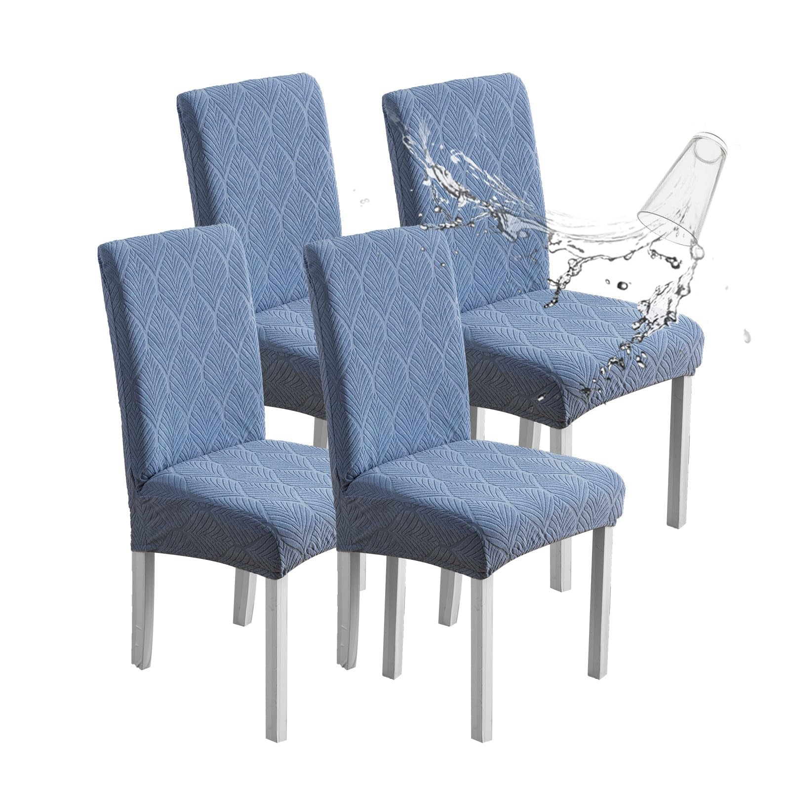 Chair Covers for Dining Chairs,100% Waterproof Dining Chair Covers Set of 4,Removable Stretch Parsons Slip,Washable Seat Protector for Kitchen Beige
