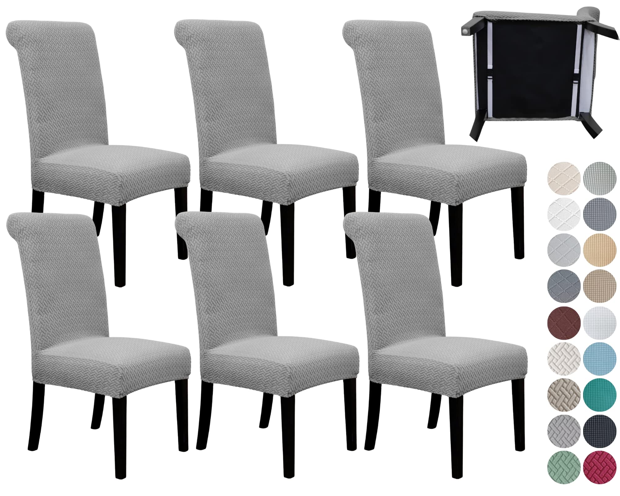 SPRINGRICO 4 Pack Dining Room Chair Covers with seat Belt, Stretch Parsons Chair Slipcover Washable Kitchen Dining Chair Cover Removable Seat Protector Set of 4, S3- Warm Cream