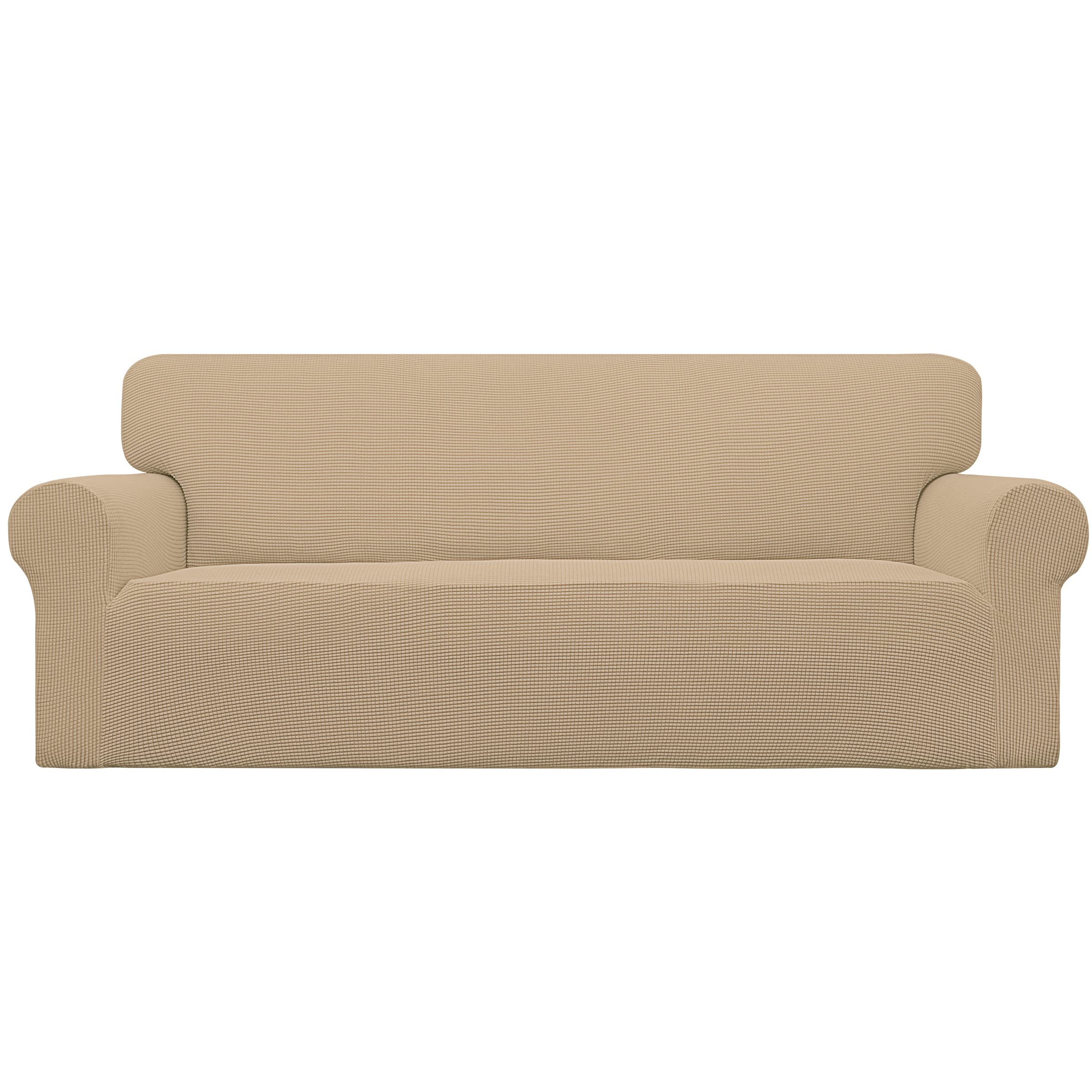 Easy-Going Stretch Sofa Slipcover 1-Piece Sofa Cover Furniture Protector Couch Soft with Elastic Bottom for Kids, Polyester Spandex Jacquard Fabric Small Checks (Sofa, Black)
