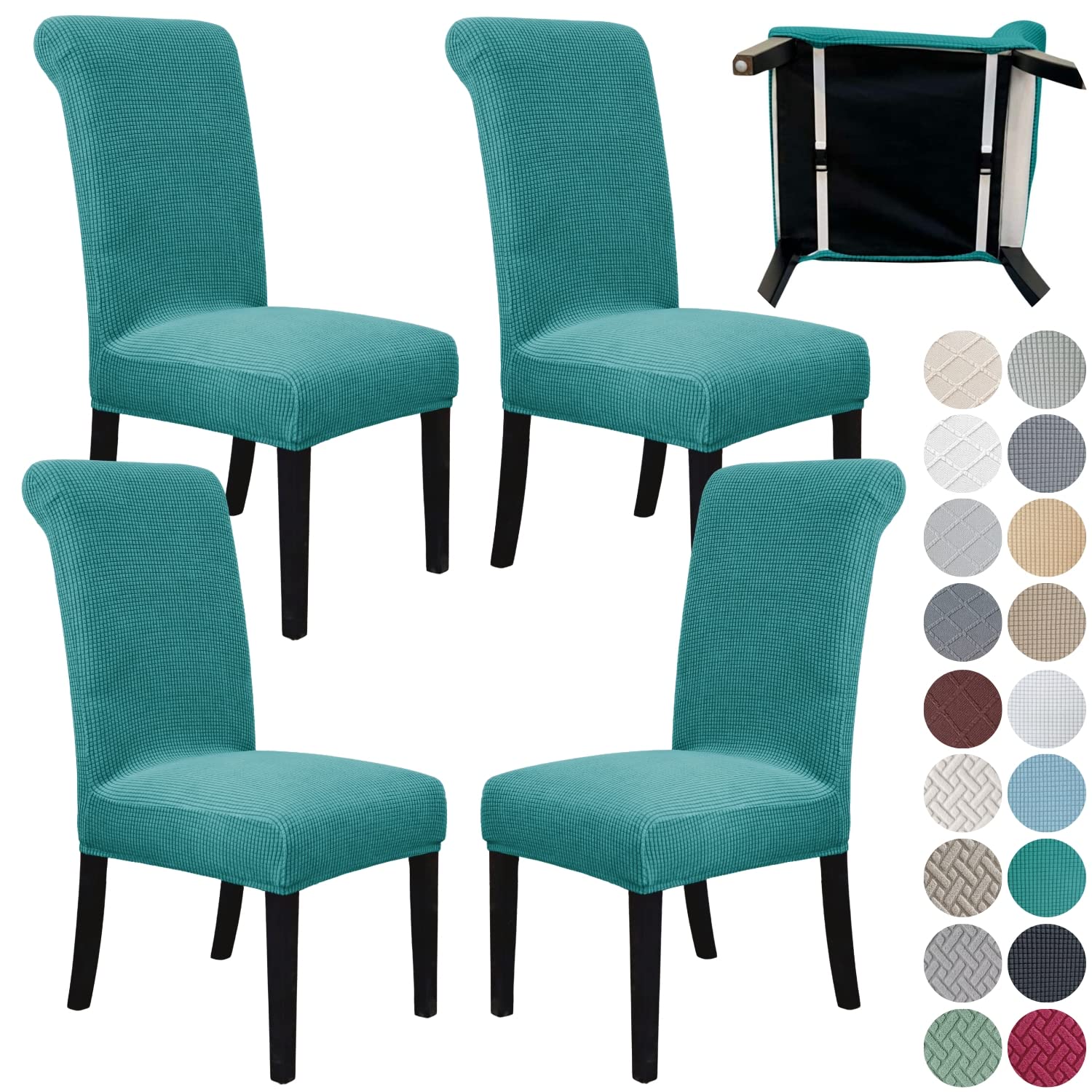 SPRINGRICO 4 Pack Dining Room Chair Covers with seat Belt, Stretch Parsons Chair Slipcover Washable Kitchen Dining Chair Cover Removable Seat Protector Set of 4, S3- Warm Cream