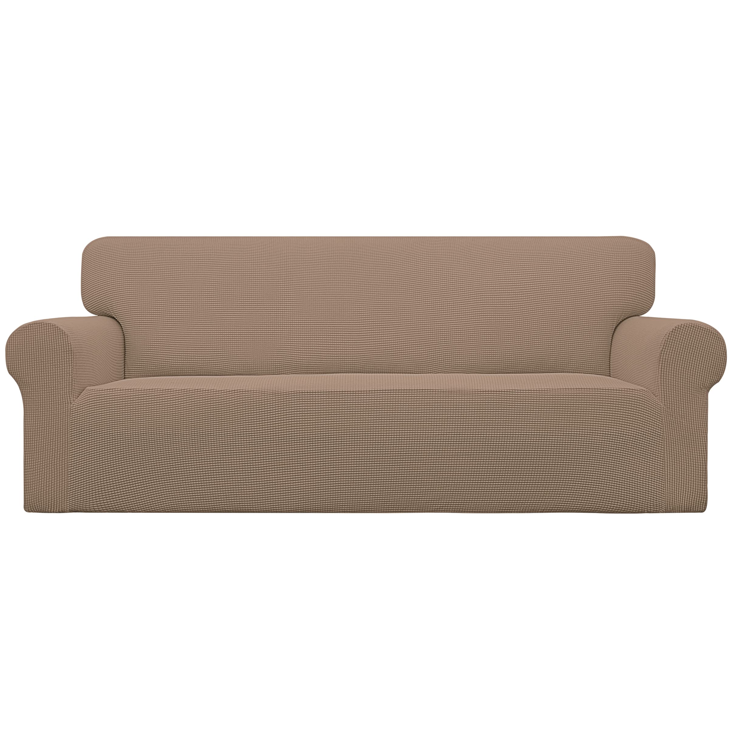Easy-Going Stretch Sofa Slipcover 1-Piece Sofa Cover Furniture Protector Couch Soft with Elastic Bottom for Kids, Polyester Spandex Jacquard Fabric Small Checks (Sofa, Black)
