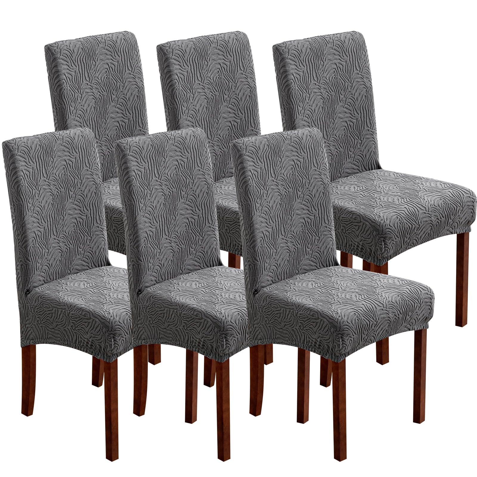 Dining Chair Covers, Chair Covers for Dining Room Stretch Parsons Chair Slipcover, for Dining Room Kitchen Chair Protector Cover, Removable, Washable (Beige, 6 Pack)