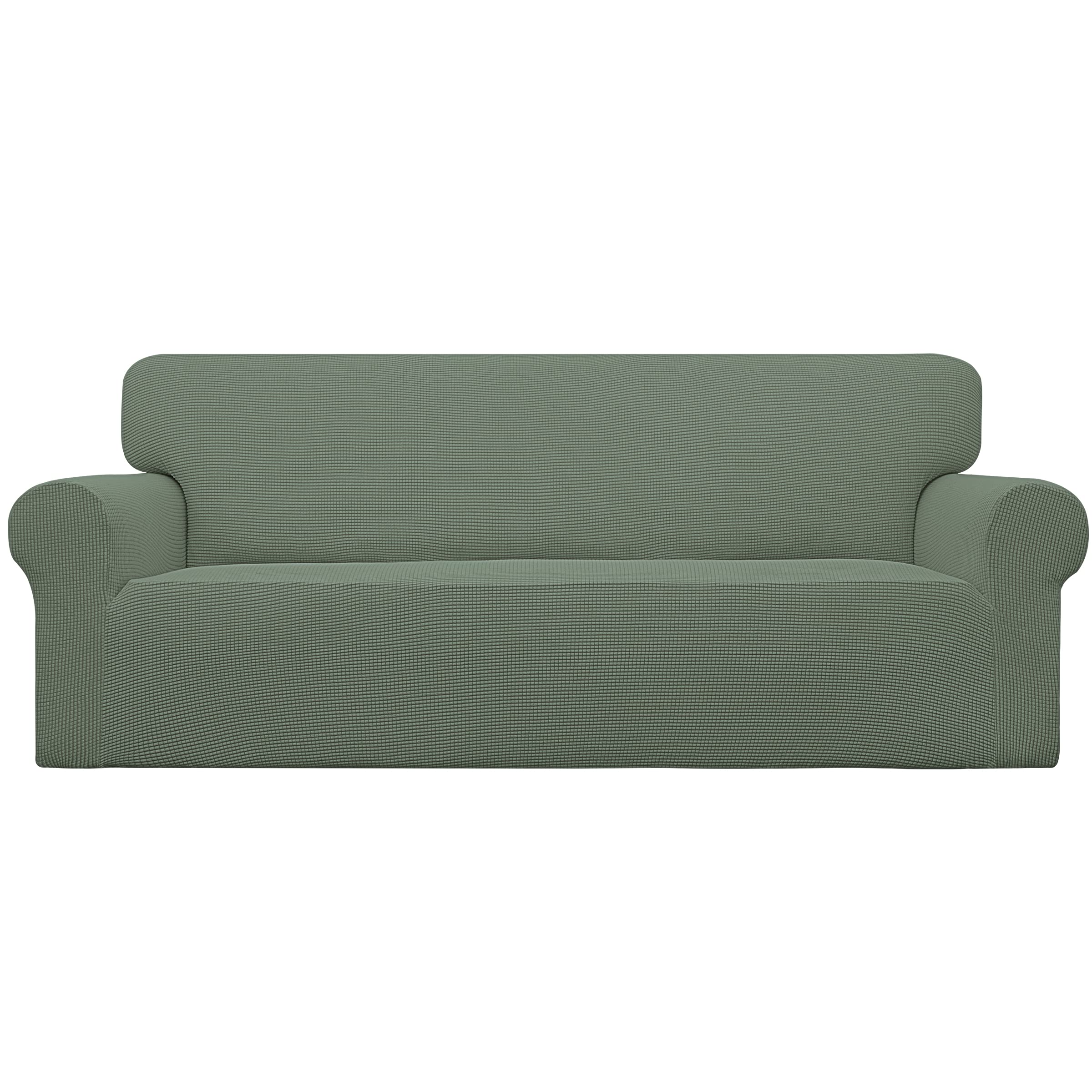Easy-Going Stretch Sofa Slipcover 1-Piece Sofa Cover Furniture Protector Couch Soft with Elastic Bottom for Kids, Polyester Spandex Jacquard Fabric Small Checks (Sofa, Black)