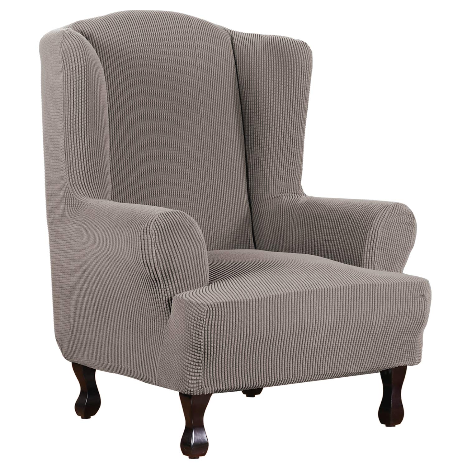 H.VERSAILTEX Stretch Sofa Covers for 3 Cushion Couch Covers Sofa Slipcovers for Living Room Feature Thick Checked Jacquard Fabric with Elastic Bottom, Sofa Large - Sand