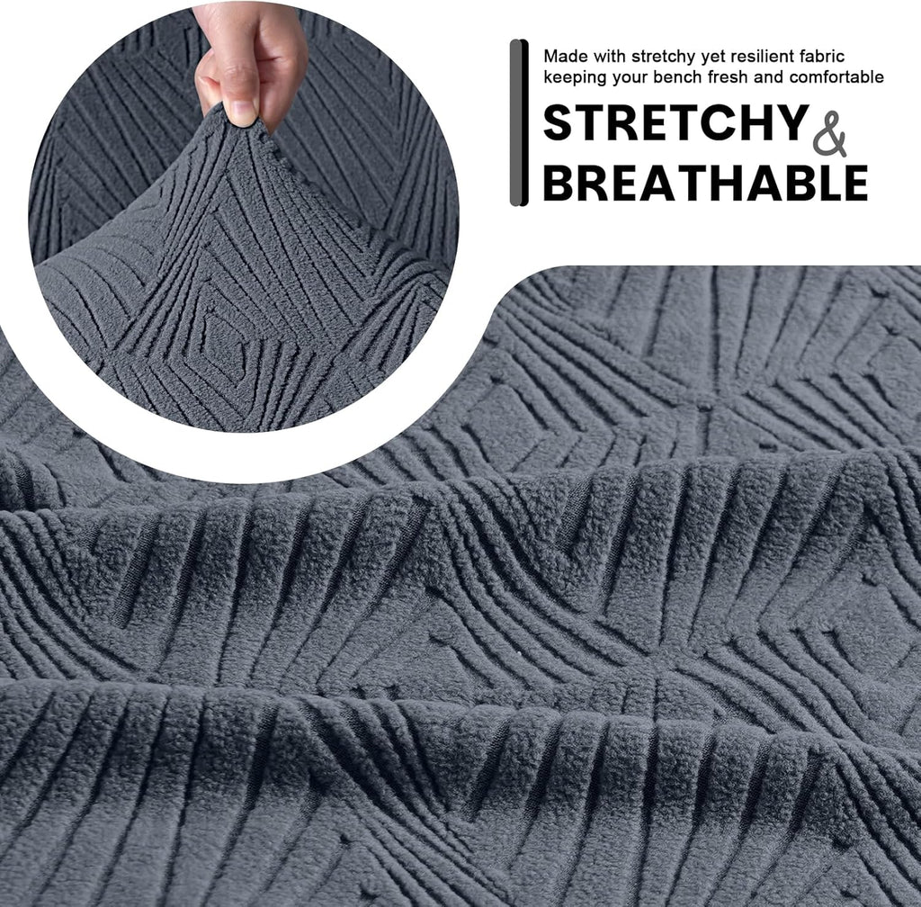 VANSOFY Dining Bench Cover, Stretch Jacaquard Bench Seat Cushion Covers, Rectangular Washable Bench Covers Slipcover for Dining Room, Bedroom, Kitchen, Living Room (Gray)