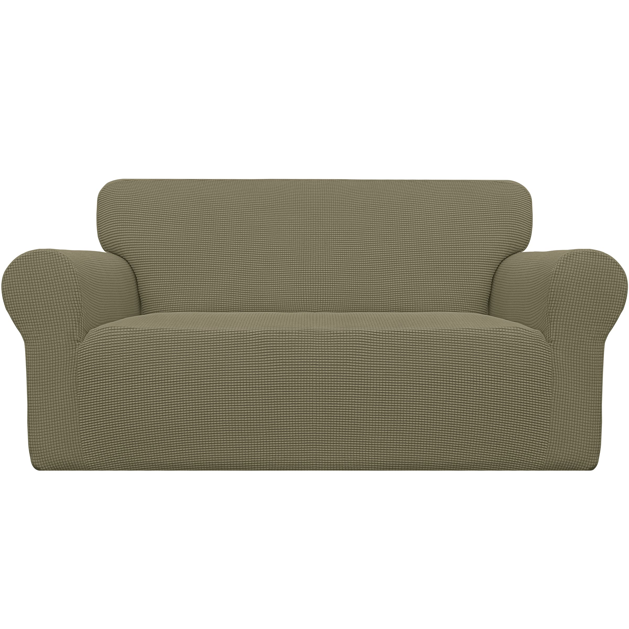 Easy-Going Stretch Sofa Slipcover 1-Piece Sofa Cover Furniture Protector Couch Soft with Elastic Bottom for Kids, Polyester Spandex Jacquard Fabric Small Checks (Sofa, Dark Gray)