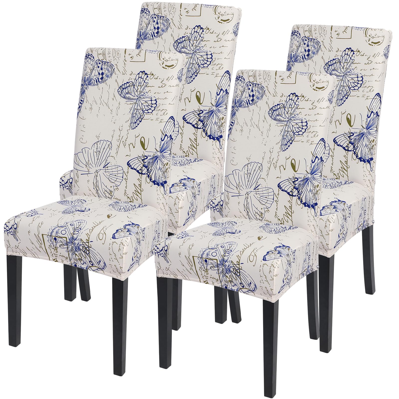 SearchI Dining Room Chair Covers Set of 6, Stretch Jacquard Parsons Chair Slipcovers Super Fit Removable Washable Kitchen Chair Protector Cover for Dining Room, Hotel, Ceremony (Beige Rhombus)