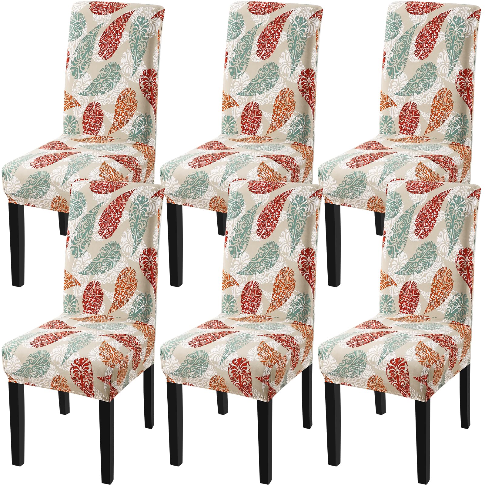 Fuloon Chair Covers for Dining Room 6 Pack, Solid Stretch Dining Chair Covers, Washable Kitchen Slip Covers, Parson Chair Covers Set of 6 (Gray Lotus, 6 Pack)