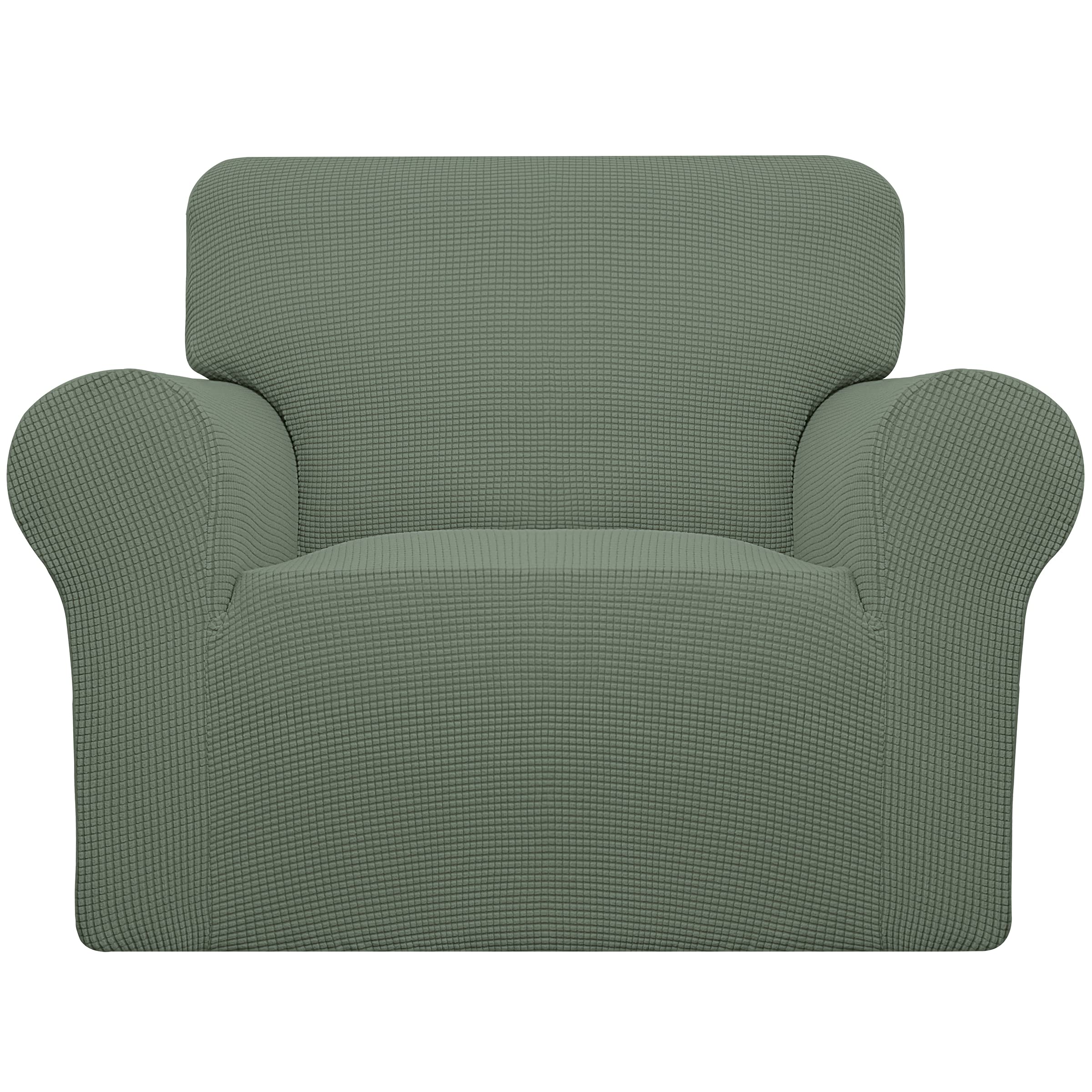 Easy-Going Stretch Sofa Slipcover 1-Piece Sofa Cover Furniture Protector Couch Soft with Elastic Bottom for Kids, Polyester Spandex Jacquard Fabric Small Checks (Sofa, Dark Gray)
