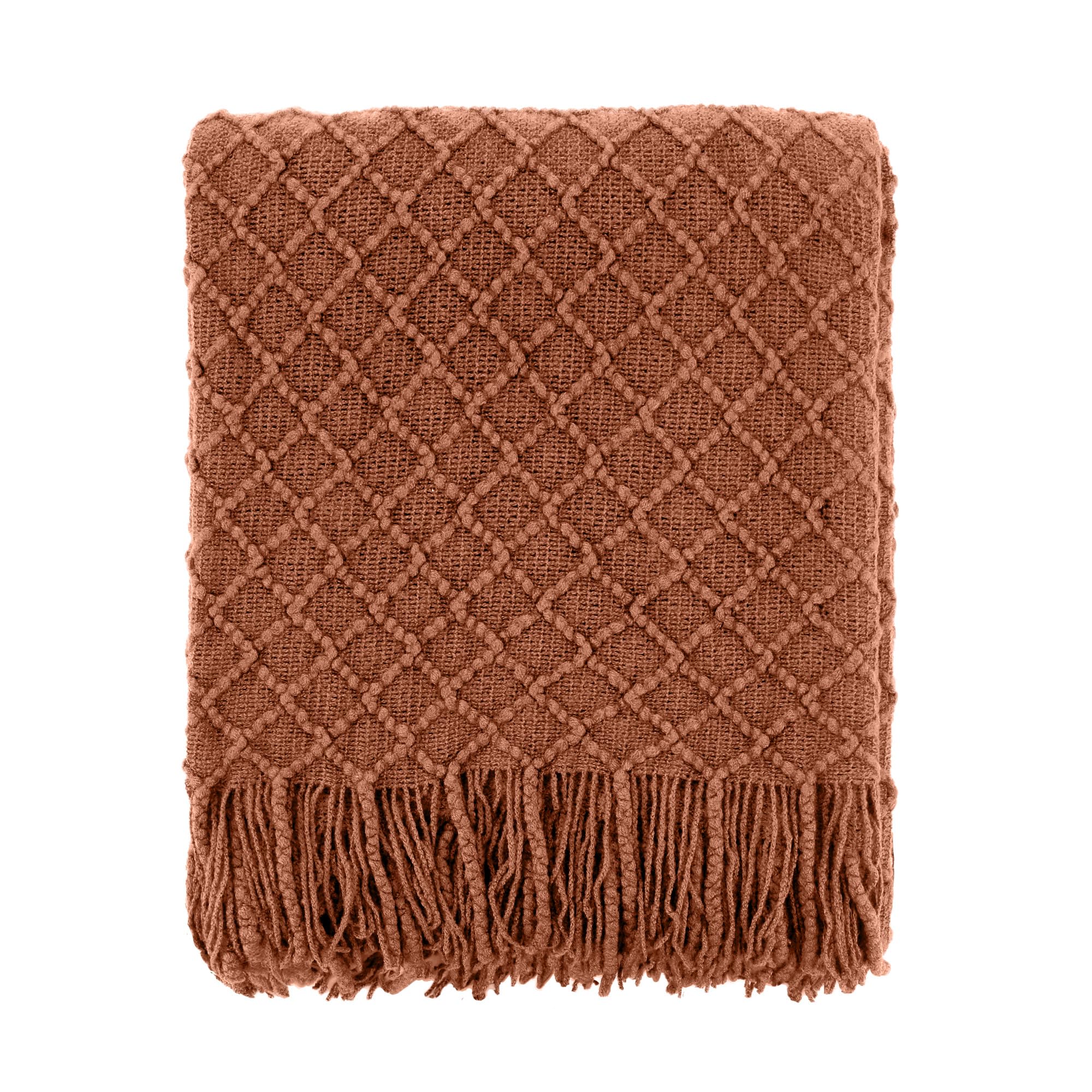 CREVENT Farmhouse Boho Knitted Throw Blanket for Couch Sofa Chair Bed Home Decoration, Soft Warm Cozy Light Weight for Spring Summer Fall (50''X60'' Beige)