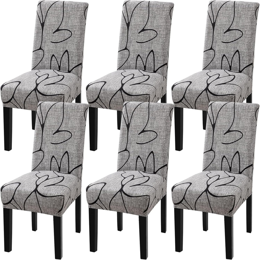 Fuloon Chair Covers for Dining Room 6 Pack, Solid Stretch Dining Chair Covers, Washable Kitchen Slip Covers, Parson Chair Covers Set of 6 (Gray Lotus, 6 Pack)