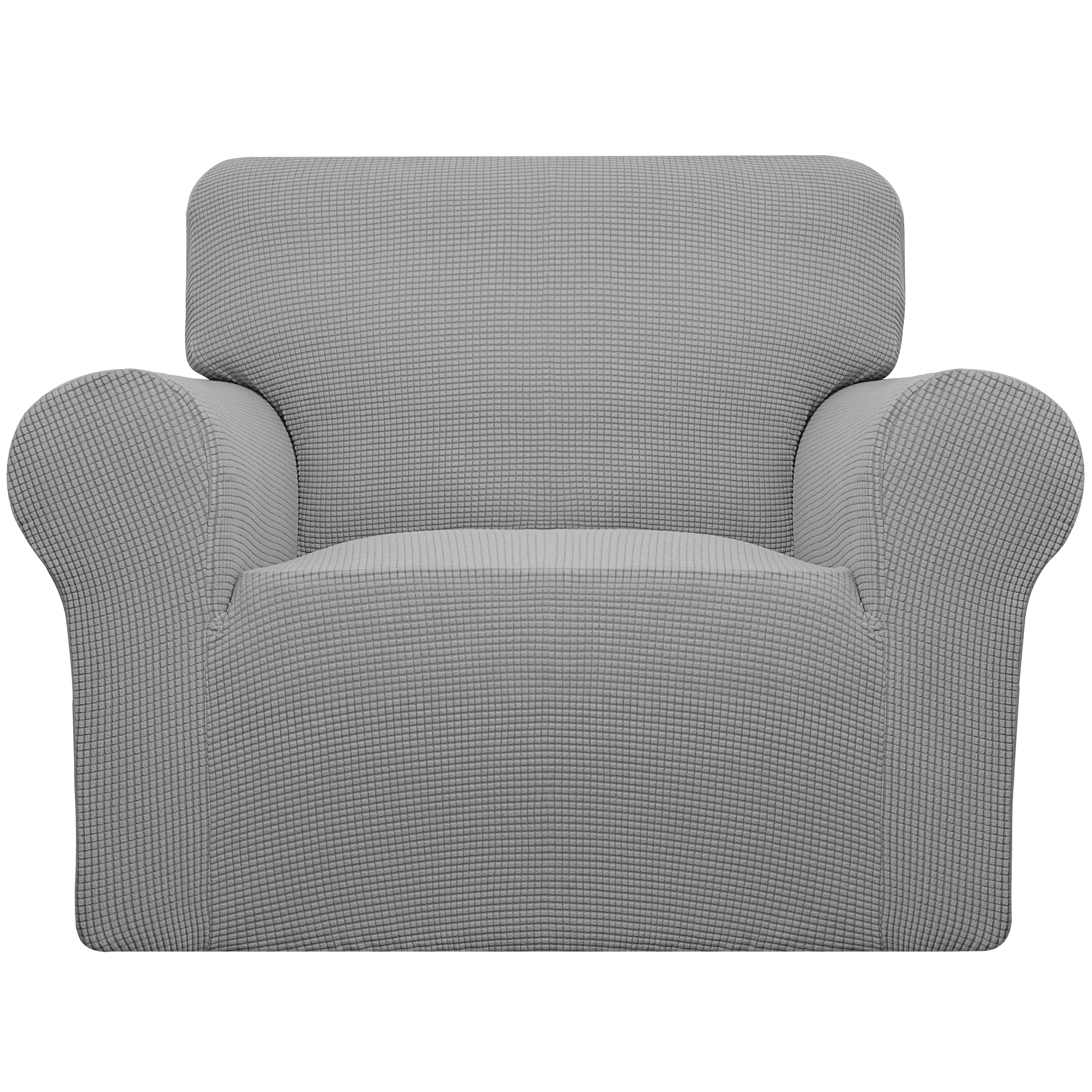 Easy-Going Stretch Sofa Slipcover 1-Piece Sofa Cover Furniture Protector Couch Soft with Elastic Bottom for Kids, Polyester Spandex Jacquard Fabric Small Checks (Sofa, Dark Gray)
